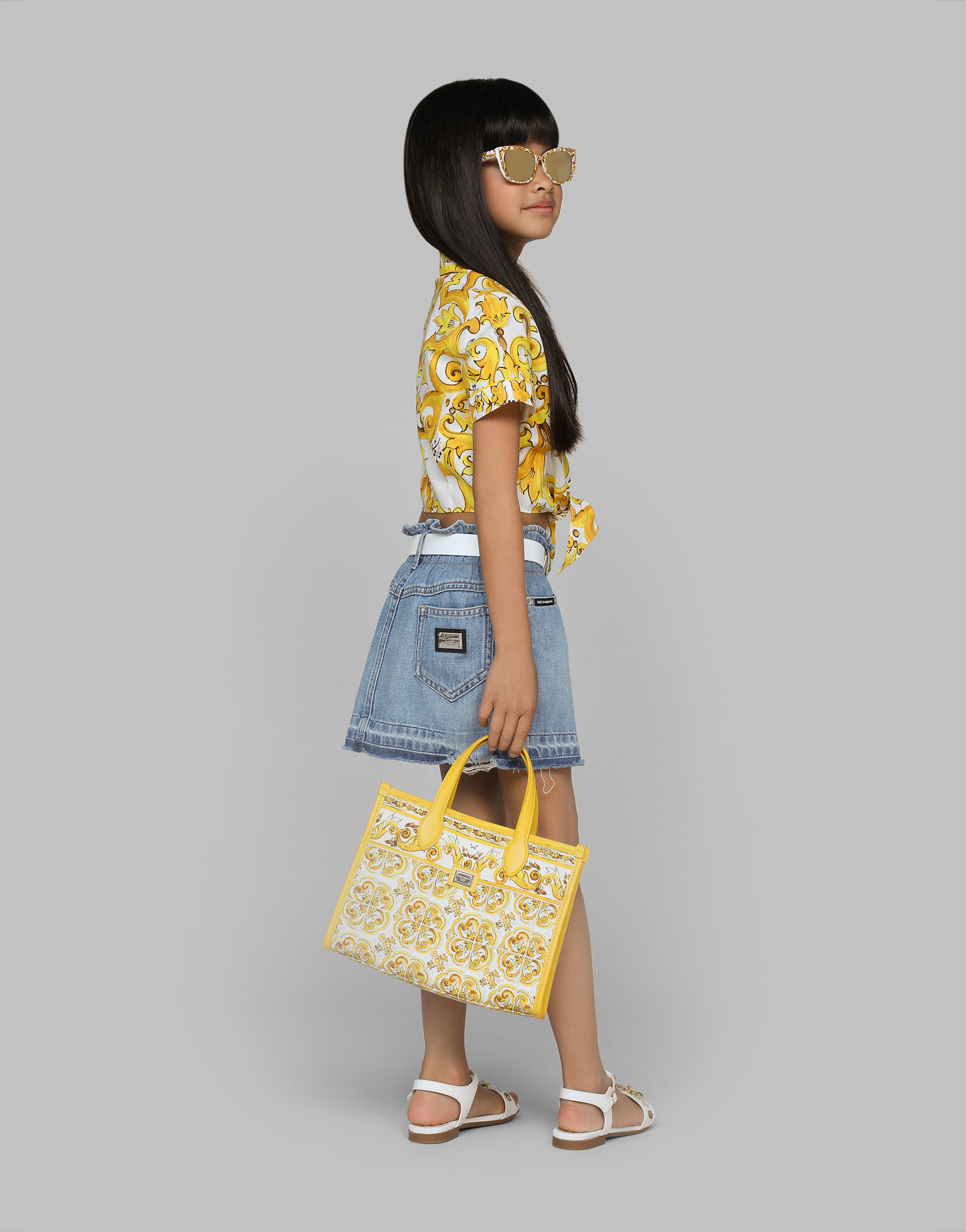 Dolce & Gabbana Cotton Denim Skirt In Multicolor