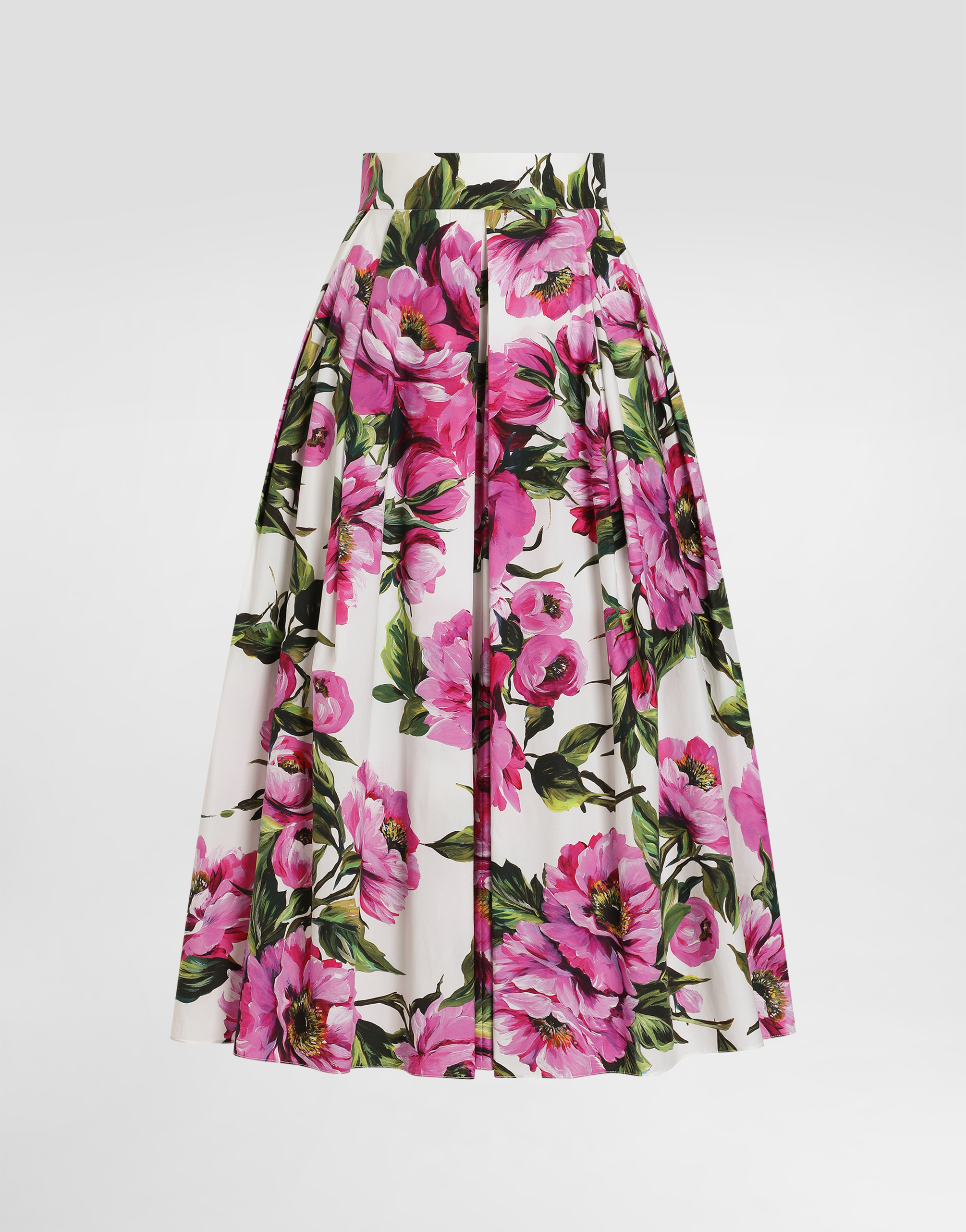 Dolce & Gabbana Peony-print Cotton Circle Skirt - Woman Skirts Print
