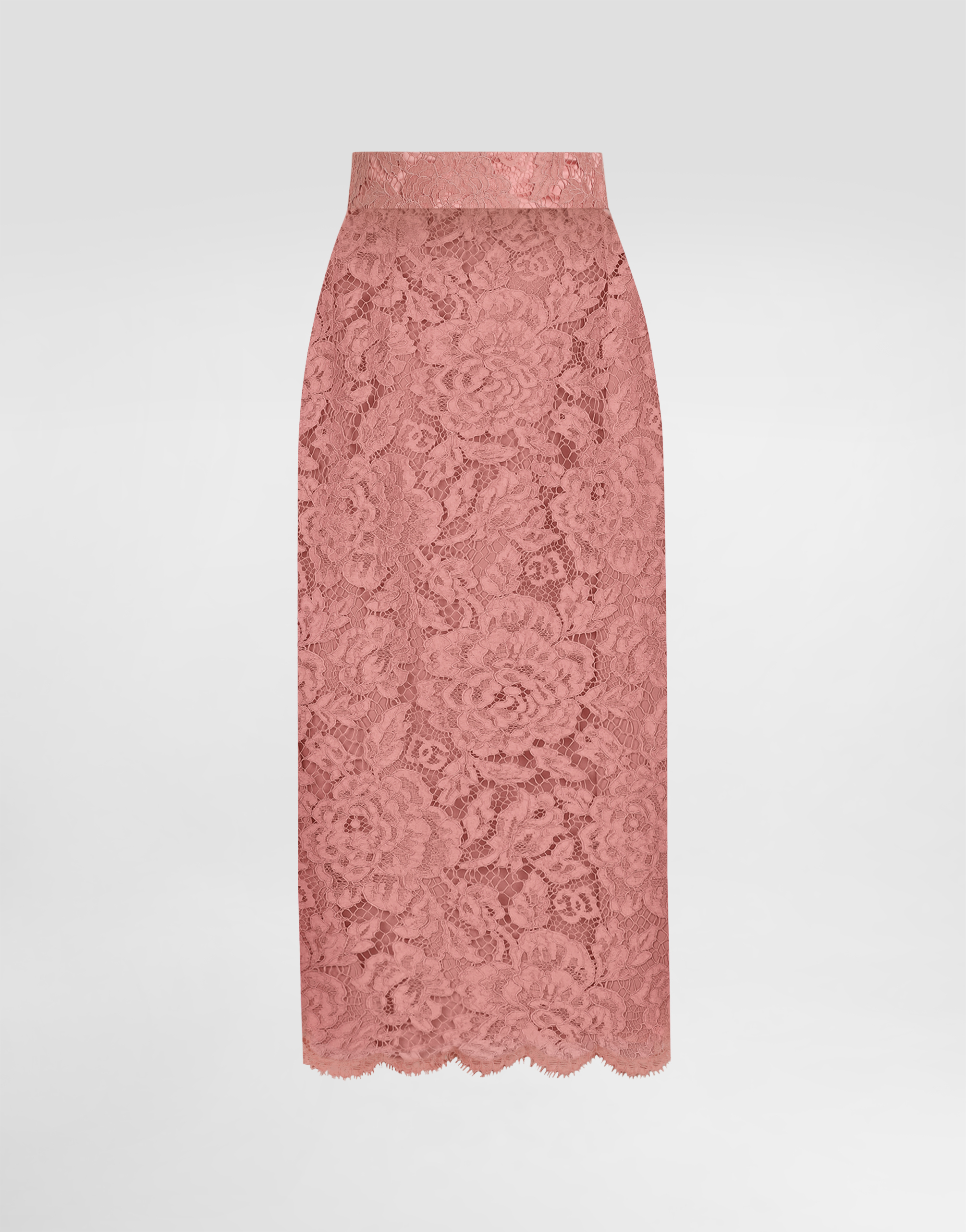 Dolce & Gabbana Logoed Floral Cordonet Lace Pencil Skirt