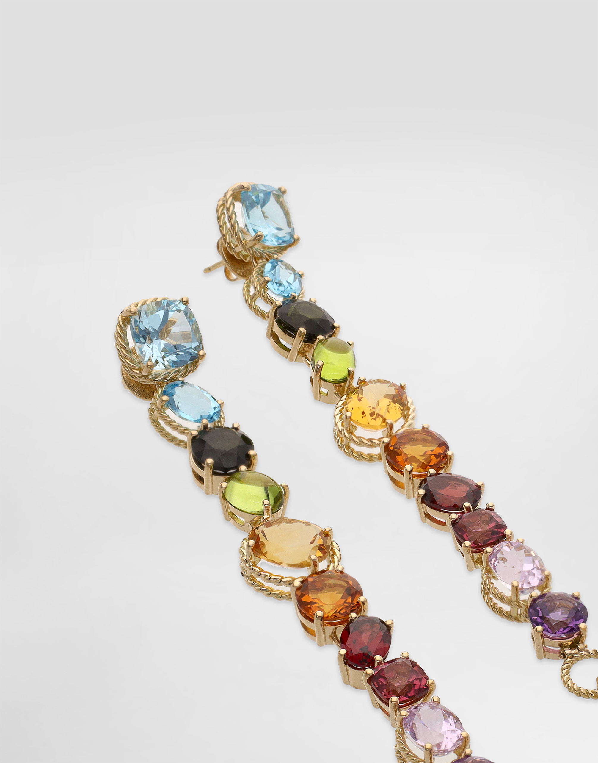  Dolce & Gabbana Pendientes Rainbow De Oro Amarillo De 18 kt Y Gemas Multicolores - Mujer Pendientes Dorado Dorado Onesize 