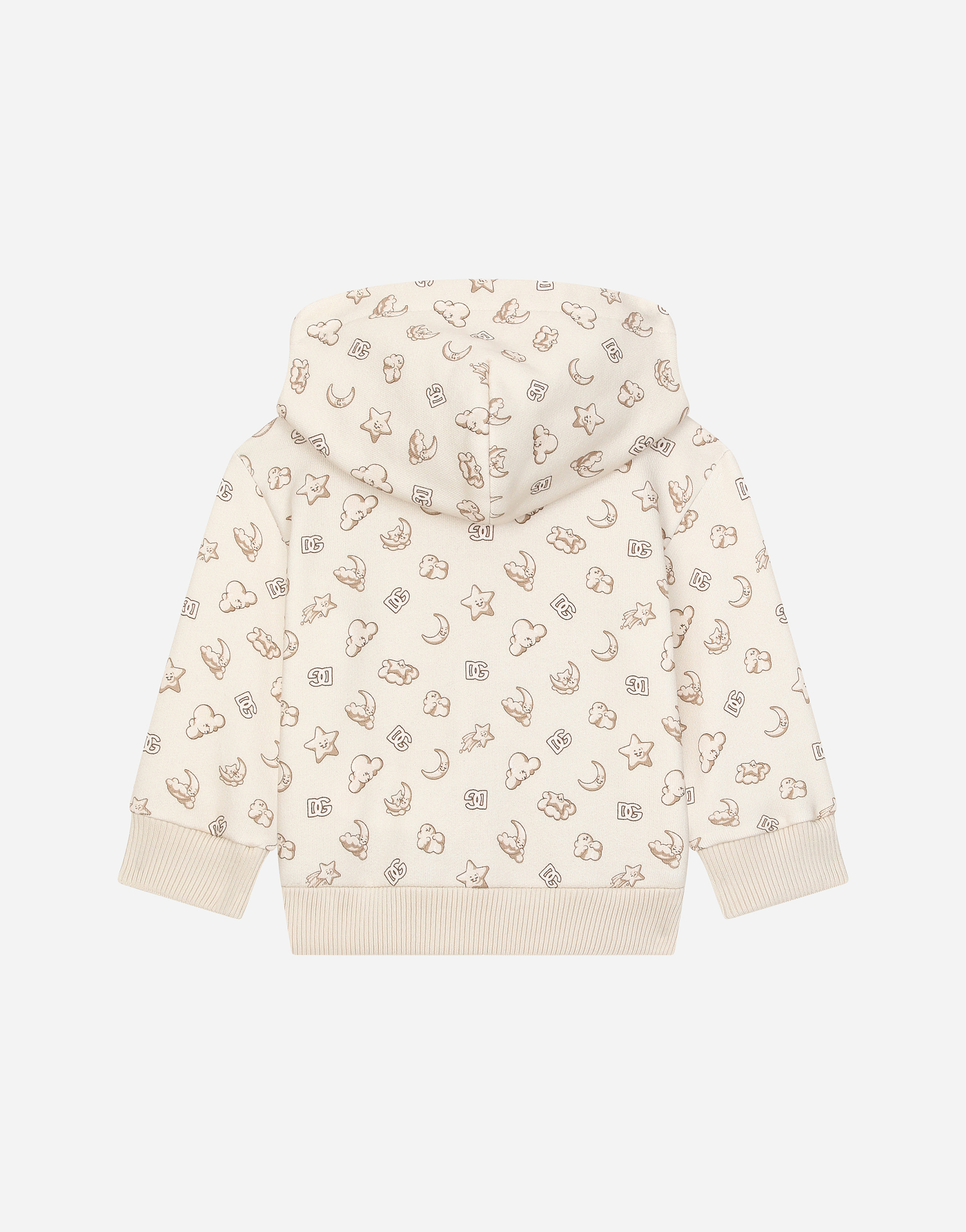 Jersey hoodie all-over moon and star print