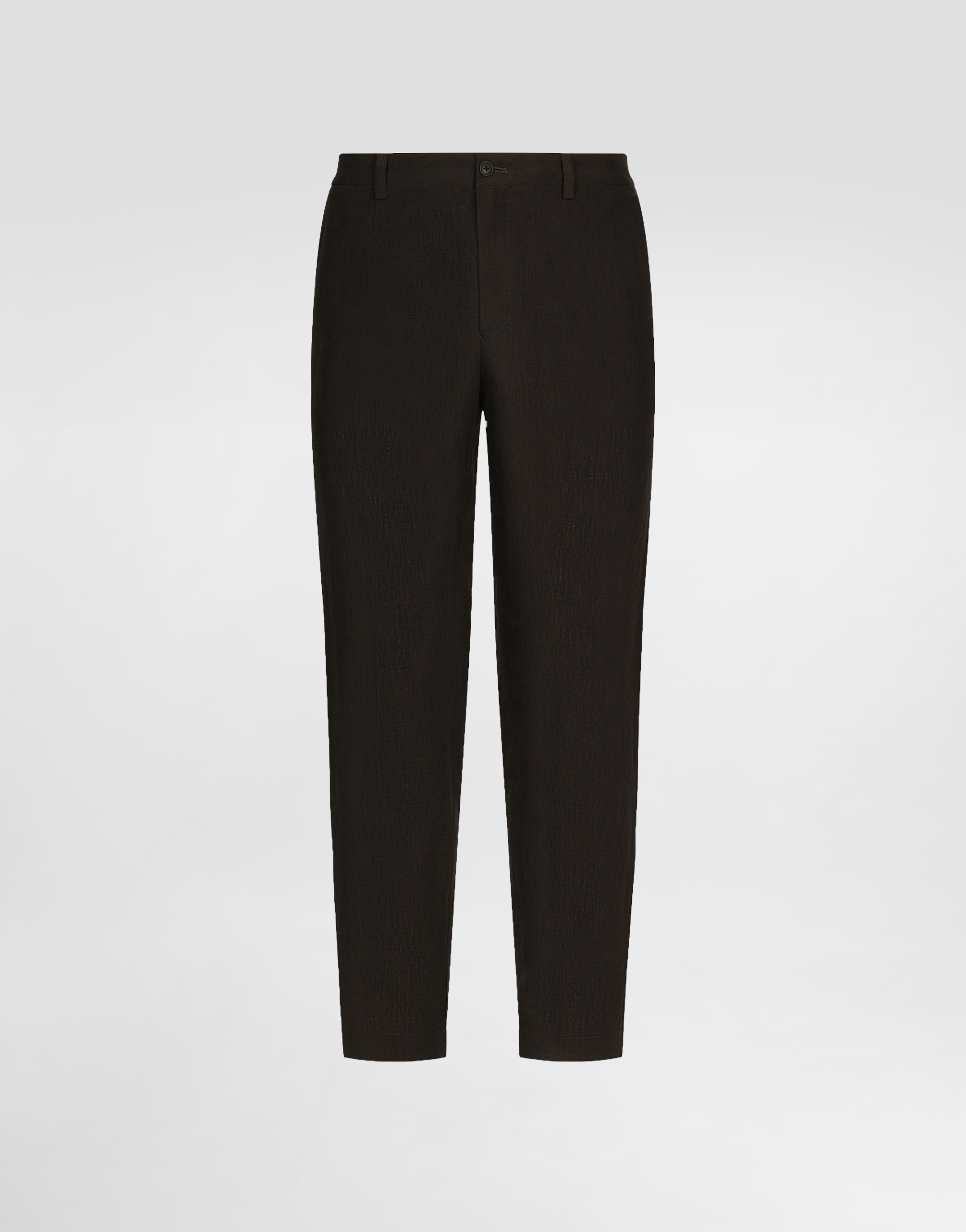 DOLCE & GABBANA LINEN PANTS WITH LOGO LABEL