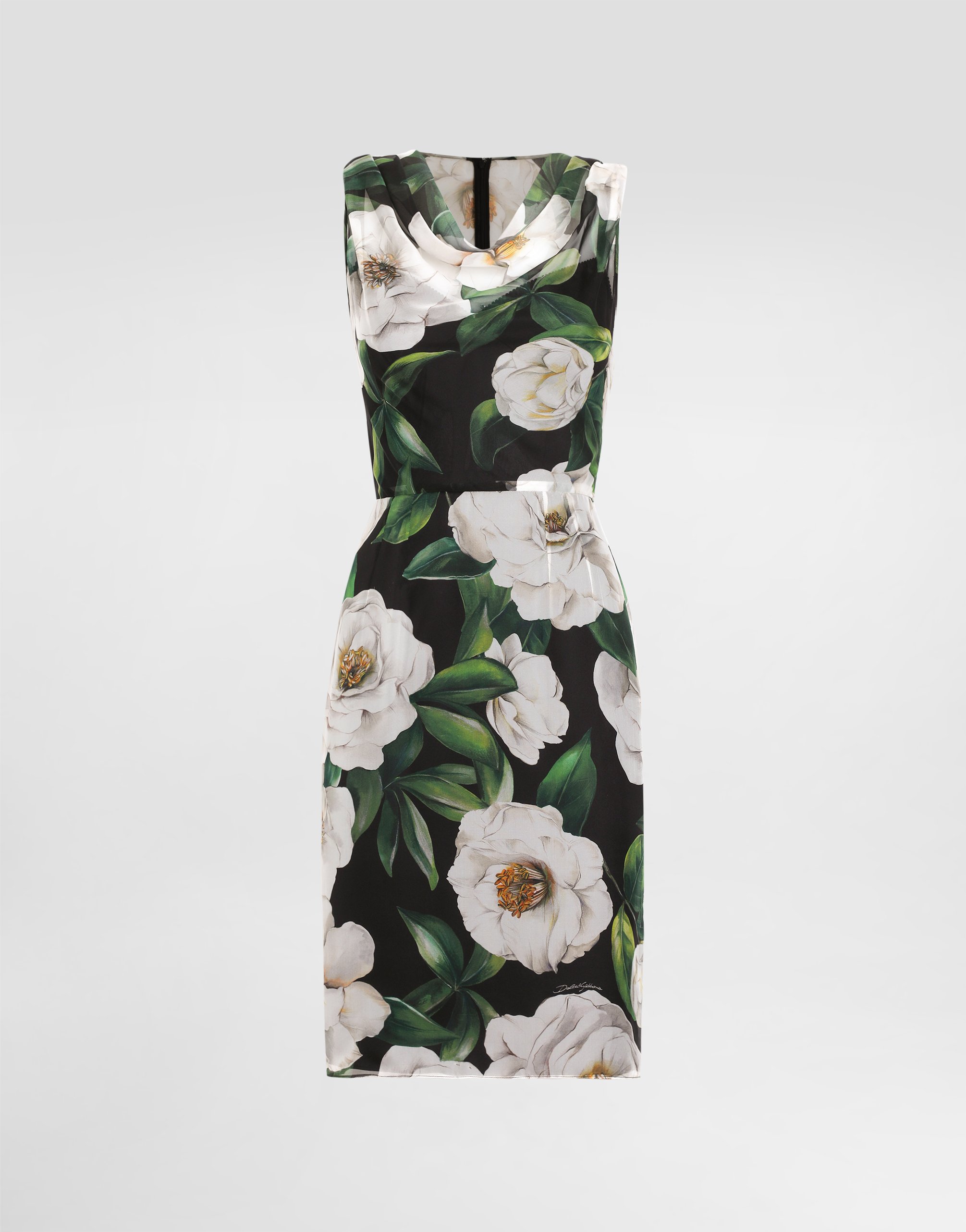 Dolce & Gabbana Silk Dress With Floral Print Dresses Multicolor In Print