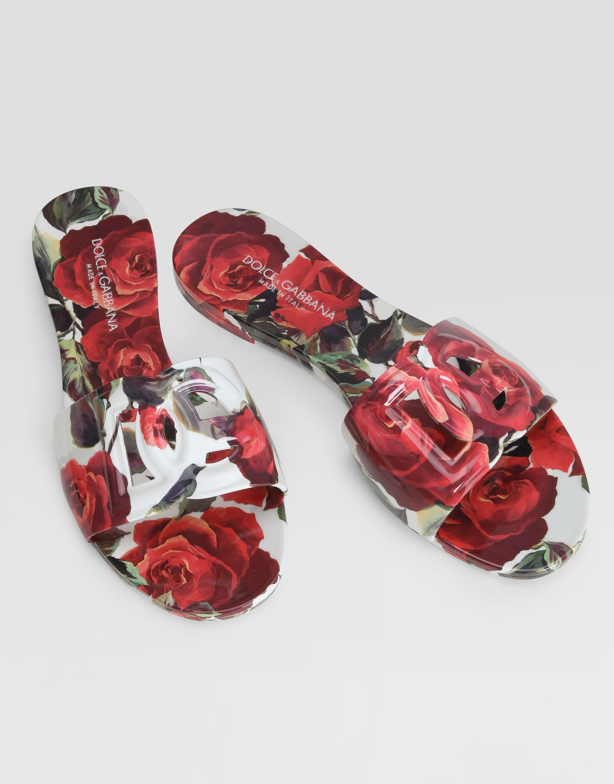 Dolce & Gabbana Rubber Beachwear Sliders In Multi