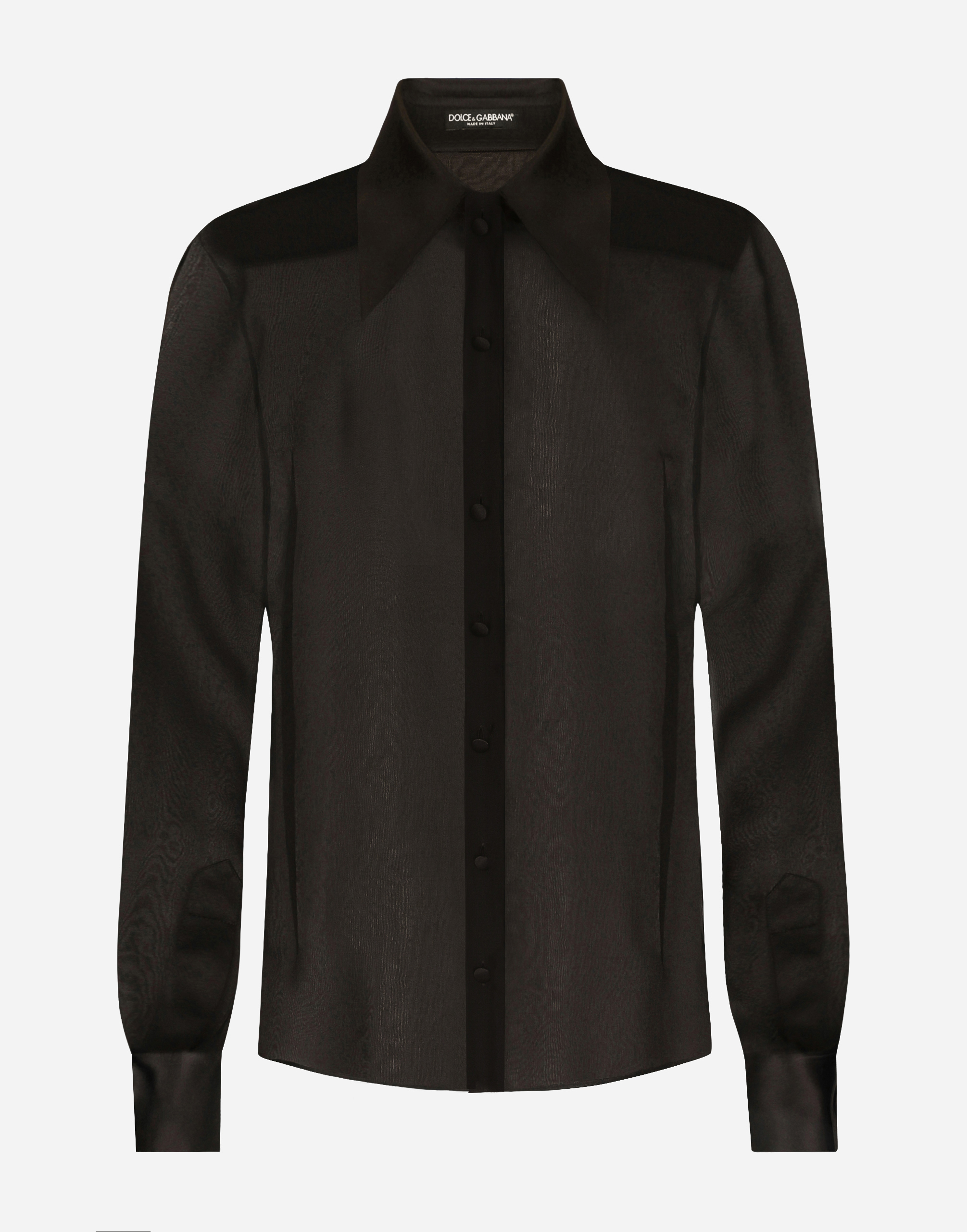 Dolce & Gabbana Female Black Silk Chiffon Shirt With Satin Details - Woman Shirts And Tops Silk Size 44