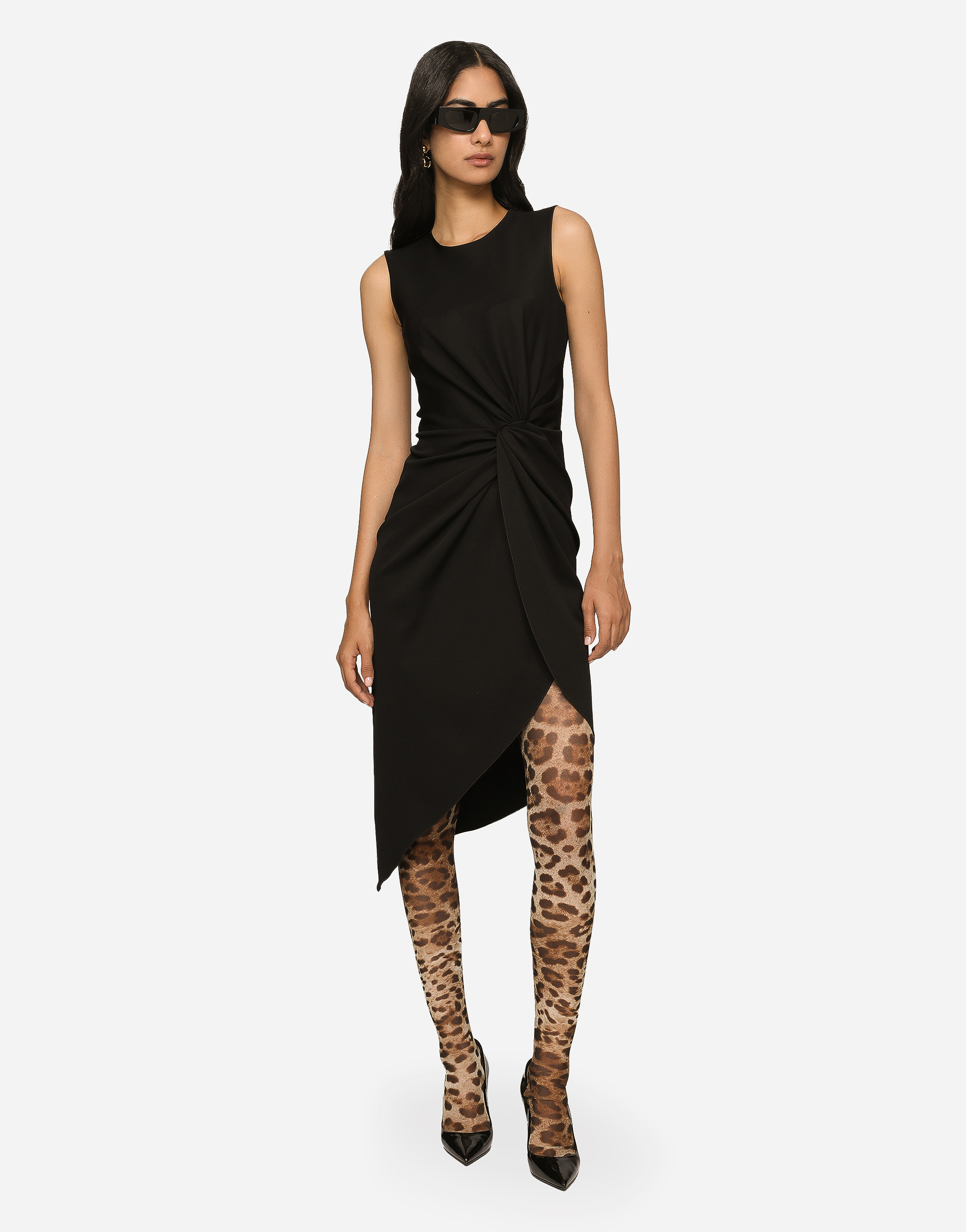Calf-length dress jersey Milano rib with draping