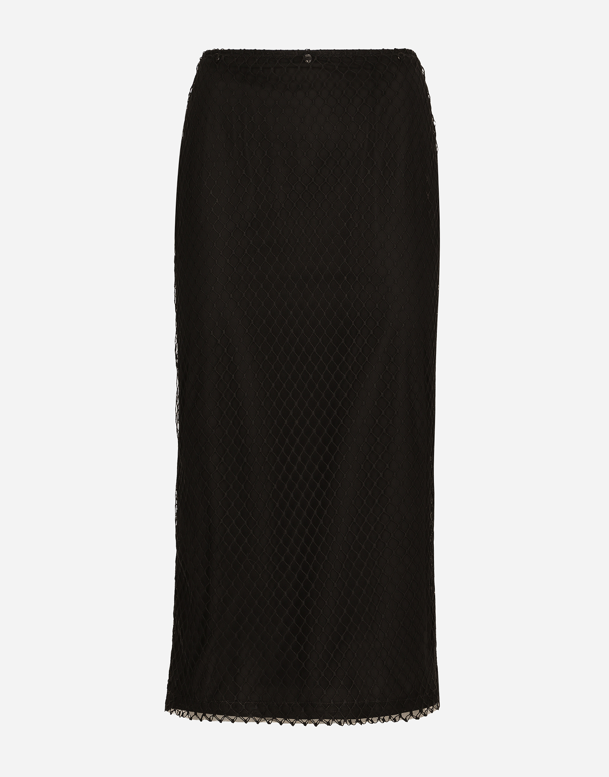 Dolce & Gabbana Mesh Calf-length Pencil Skirt In Black