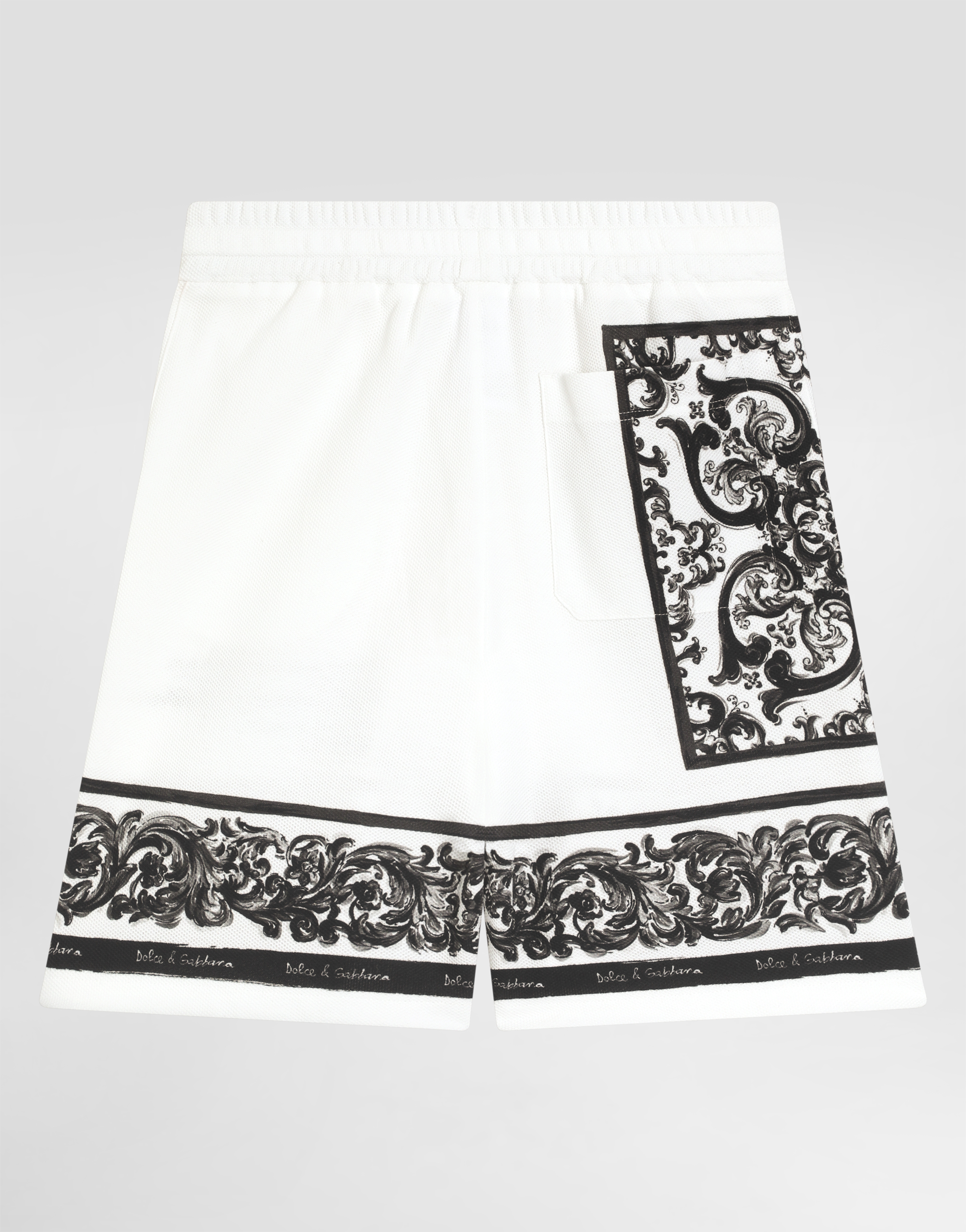  Dolce & Gabbana Bermudas Aus Doppelpiqué Mit Majolika-print - Mann Hosen Und Shorts Mehrfarbig 8 Years 