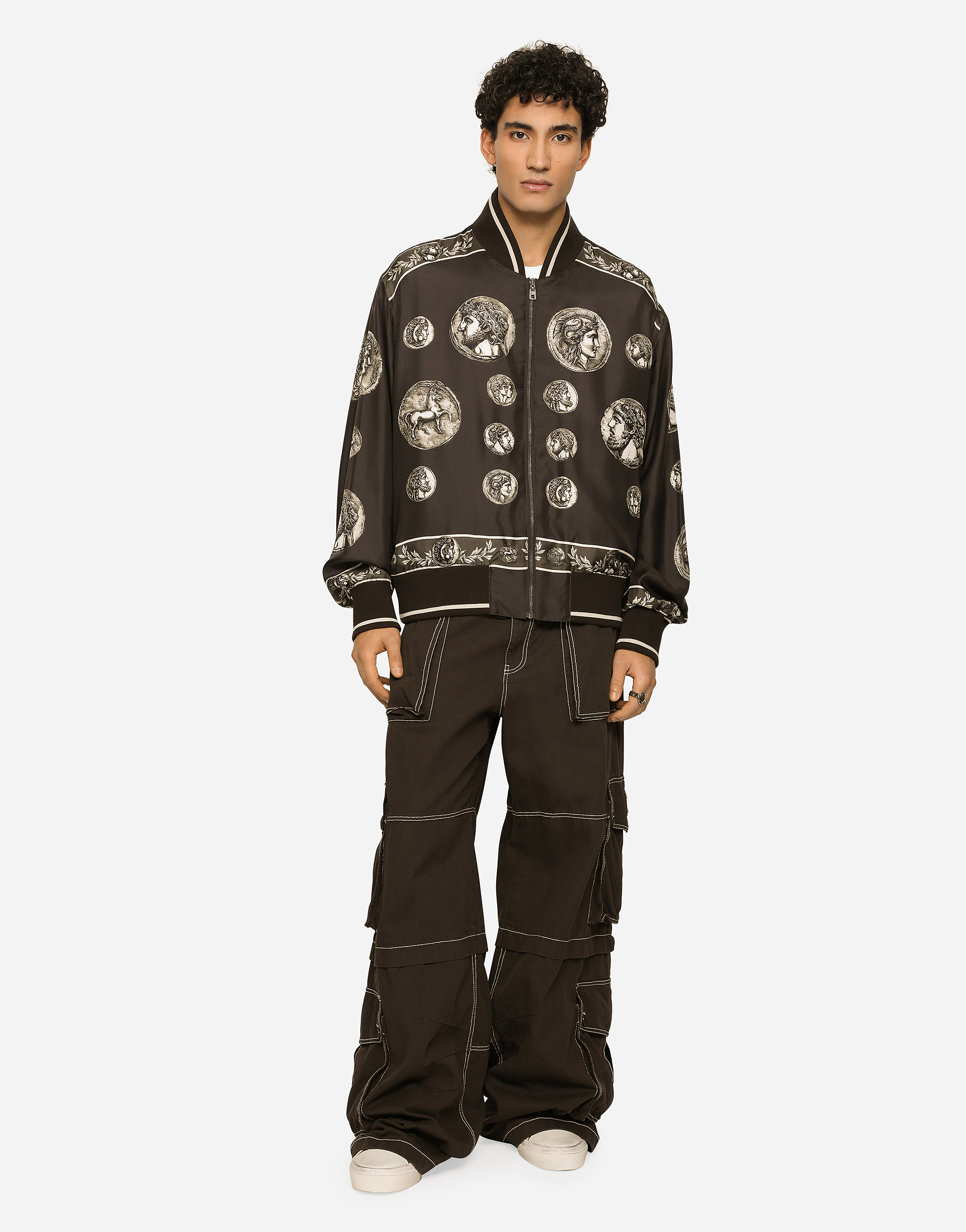 DOLCE & GABBANA COIN PRINT SILK TWILL JACKET