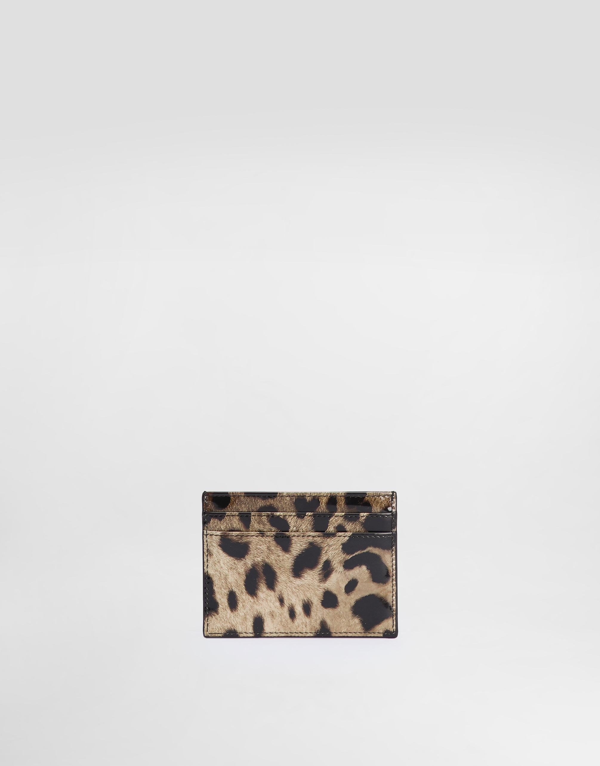 Dolce & Gabbana Polished Calfskin Card Holder With Leopard Print In Animal Print