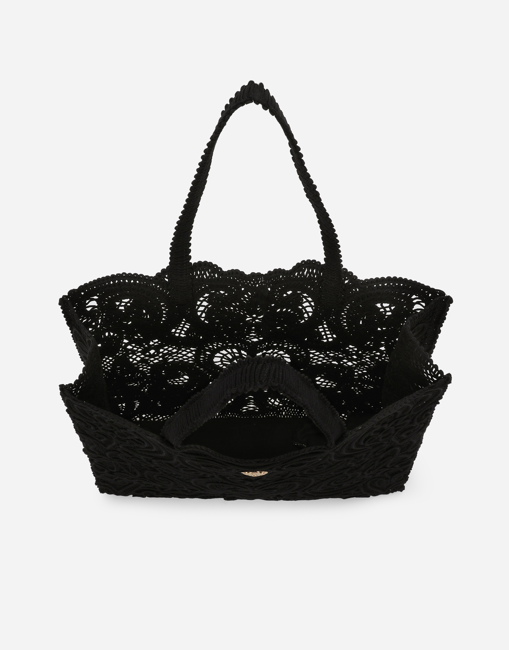 Dolce & Gabbana Large Cordonetto Lace Beatrice Bag In Black