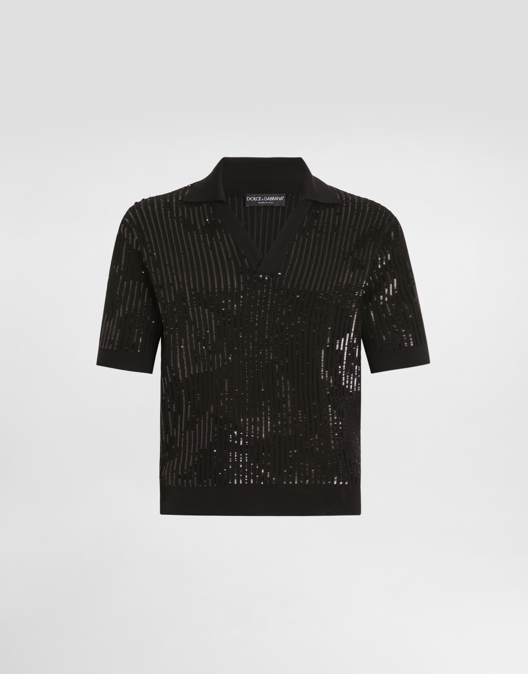 Blackのメンズ ウール＆シルク ポロシャツ | Dolce&Gabbana®