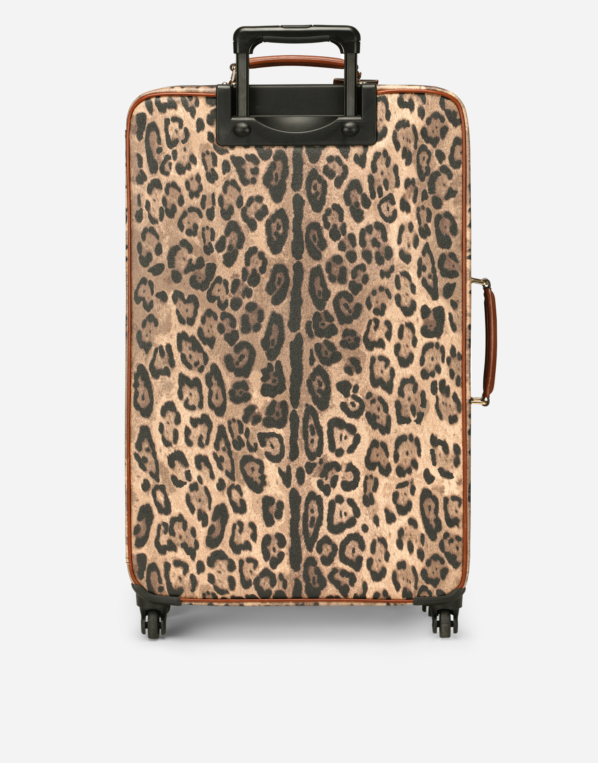 Large trolley in leopard-print Crespo with branded plate