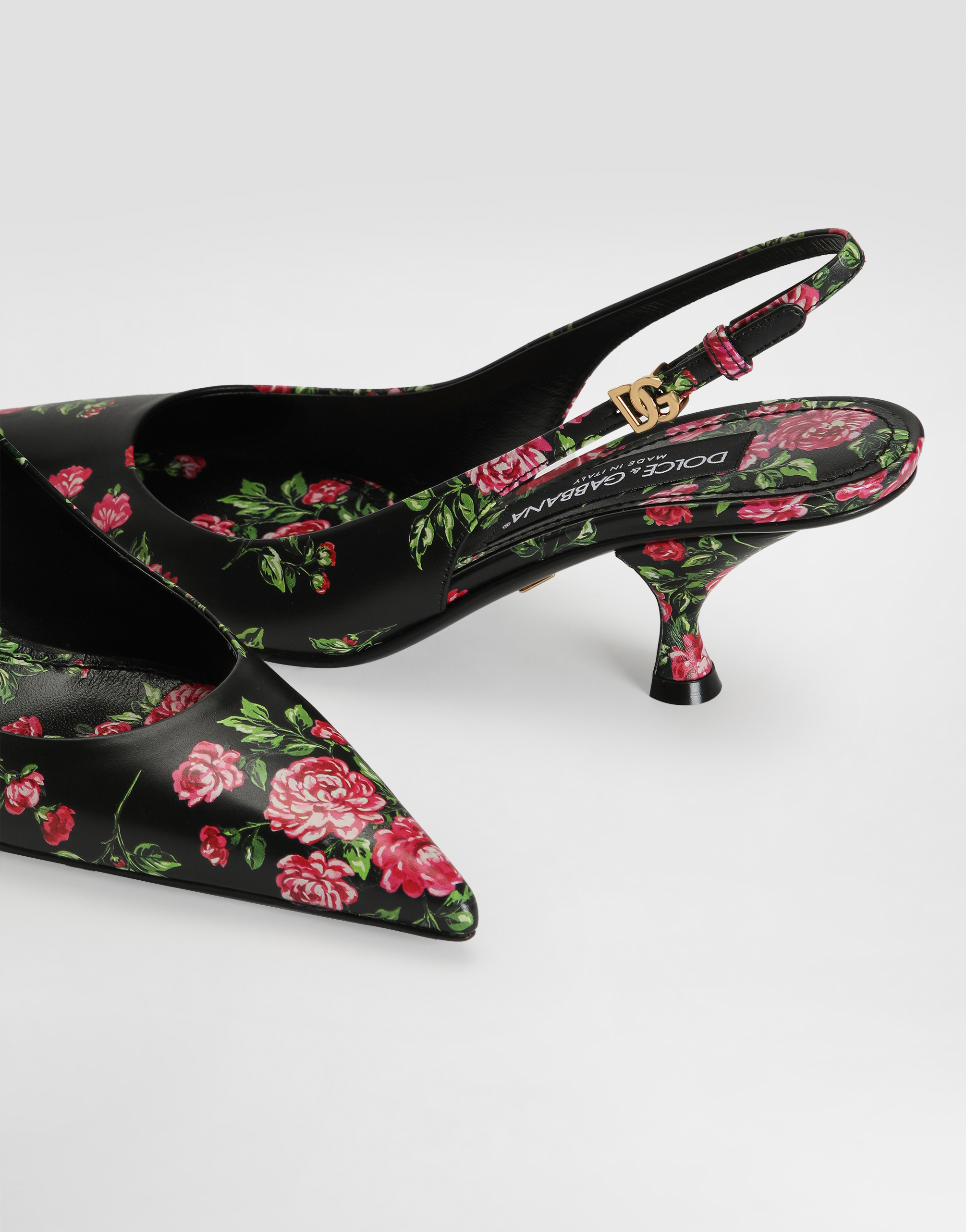 Dolce & Gabbana Women Lollo Slingback In Printed Leather In Multi