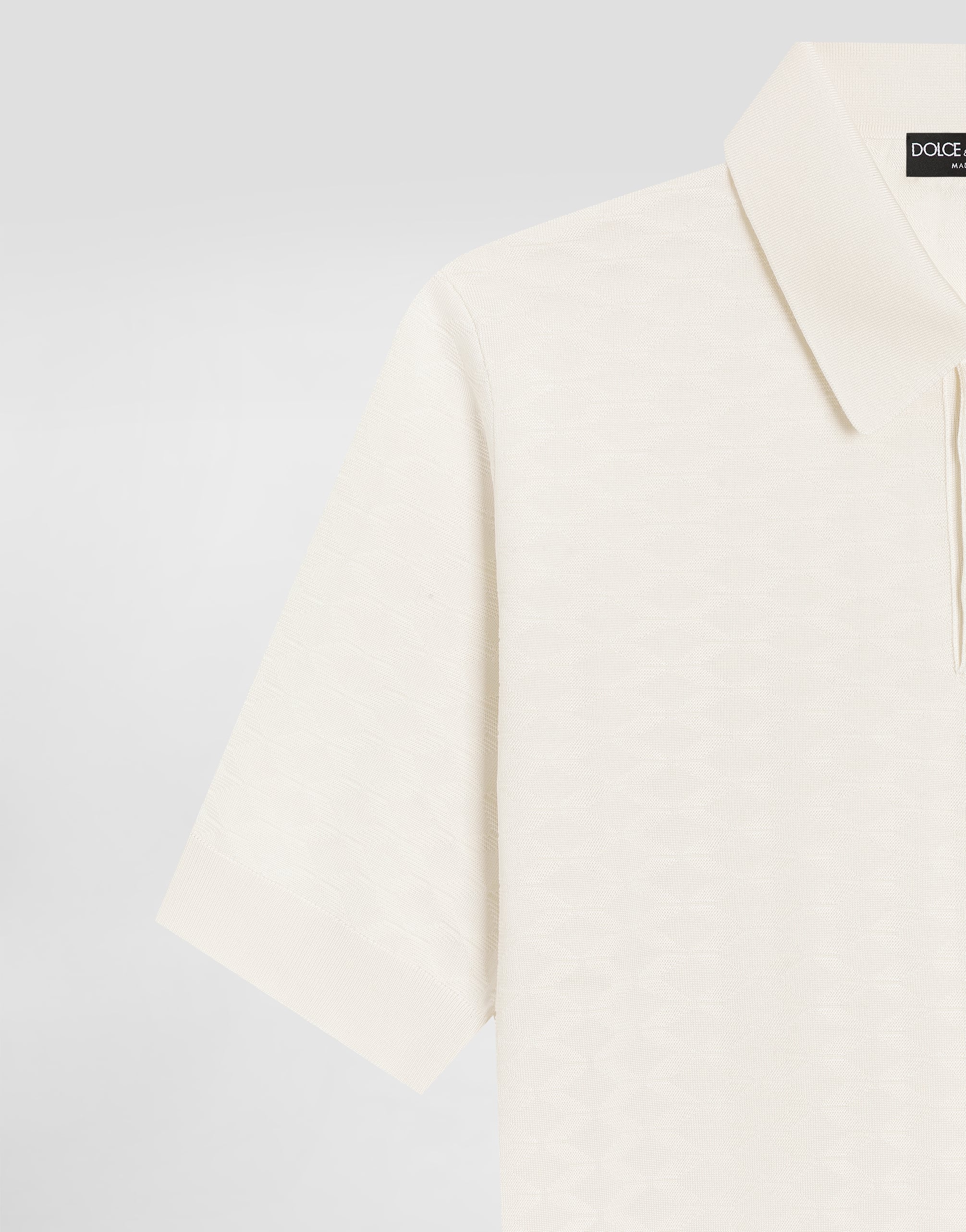  Dolce & Gabbana Micro-dot Stitch Silk Polo Shirt - Mann Strickwaren Wei� 46 