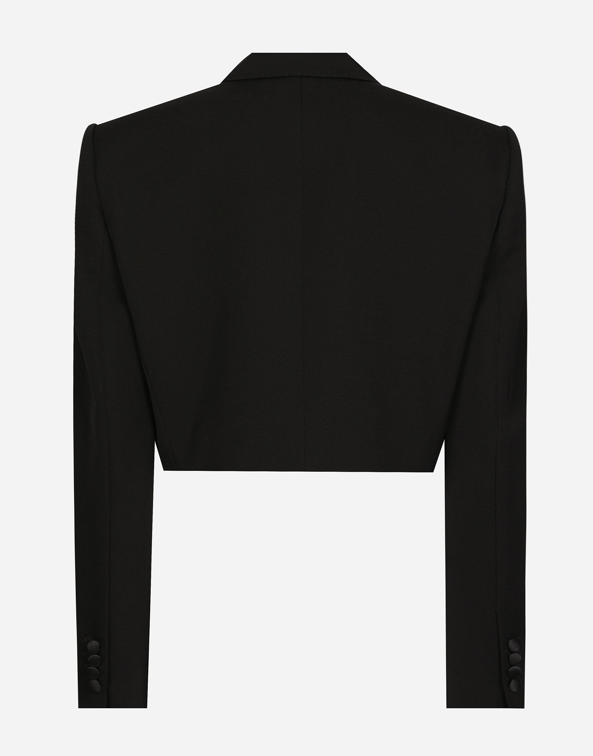 Short wool gabardine tuxedo jacket