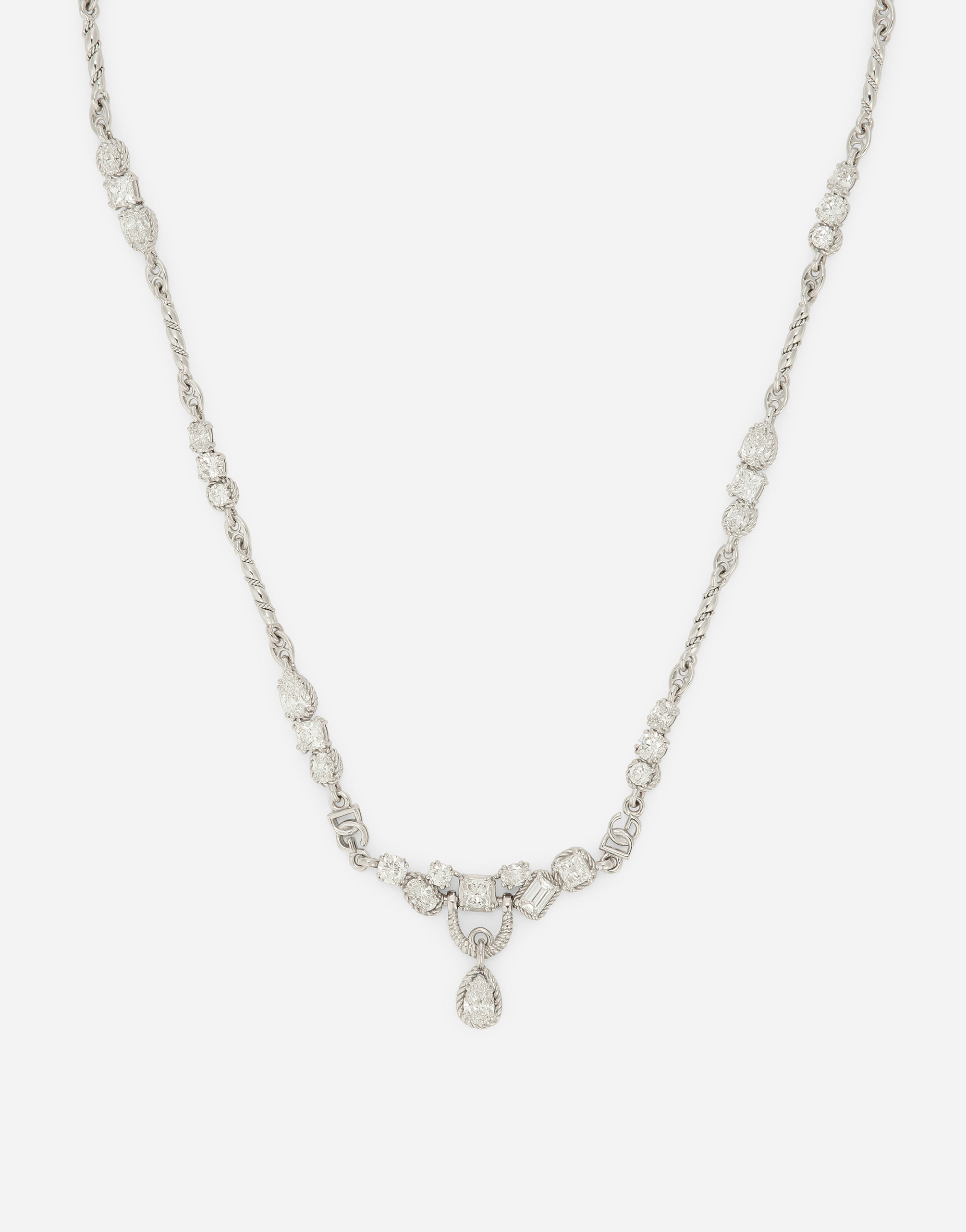 Shop Dolce & Gabbana Easy Diamond Necklace In White Gold 18kt And Diamonds In ホワイト