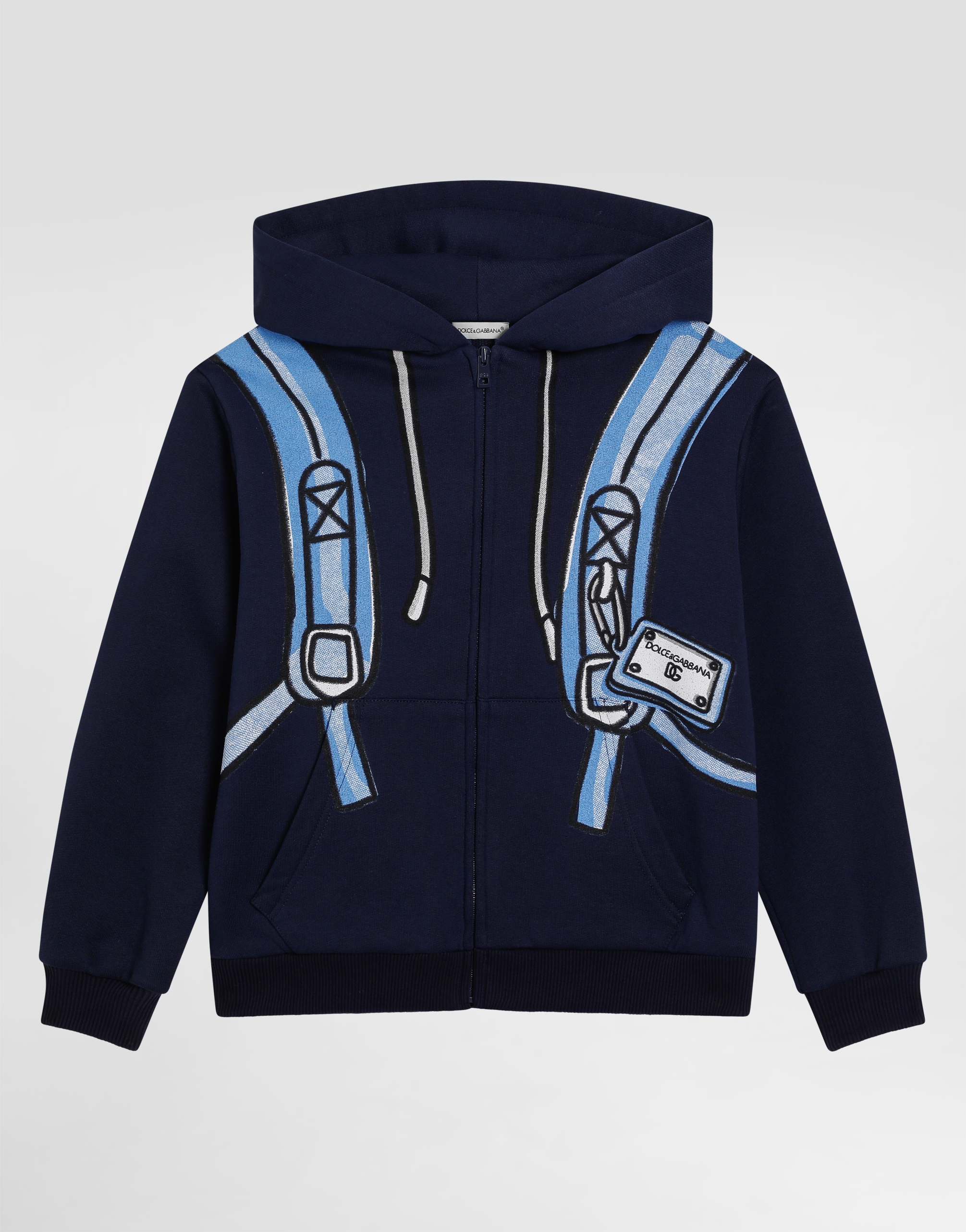Hooded sweatshirt with DG backpack print