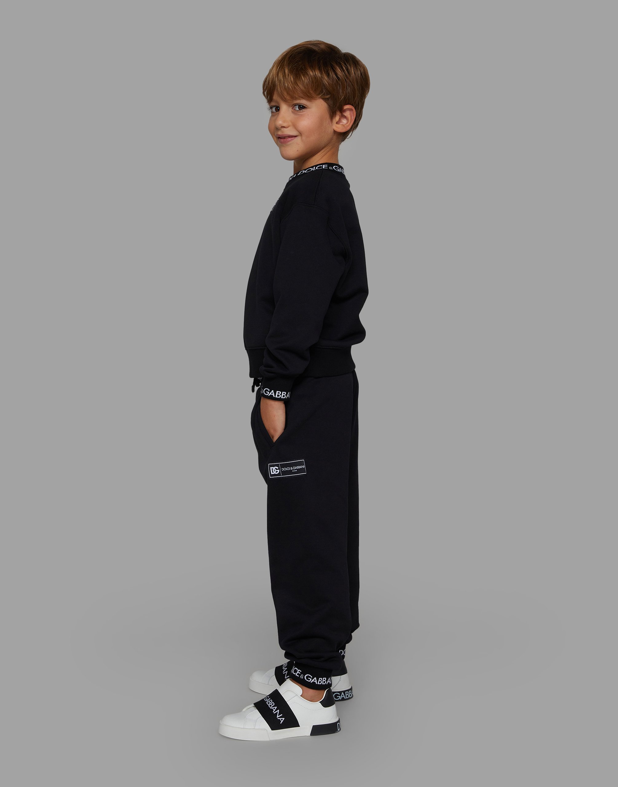 Jersey sweatshirt with logo label