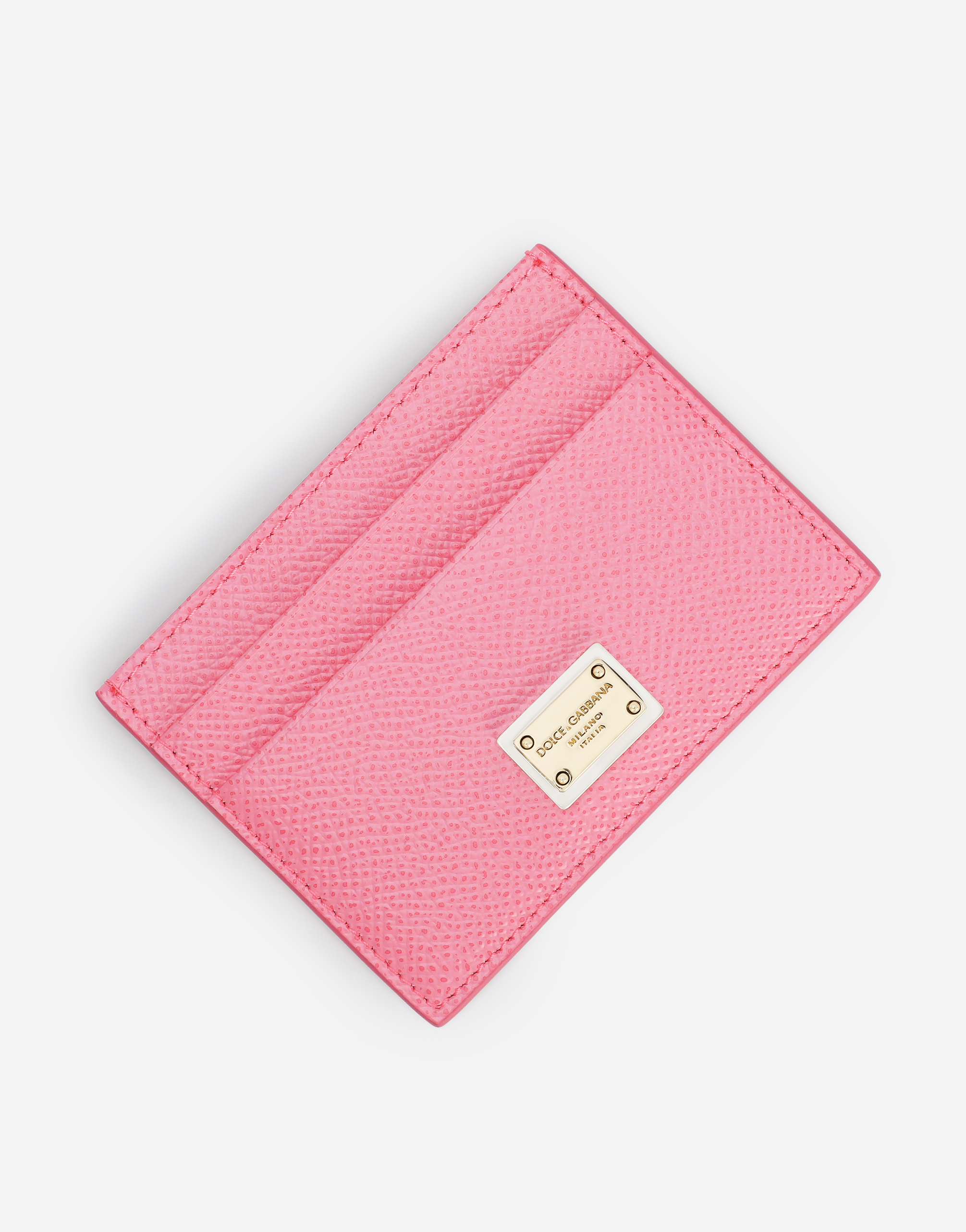 Shop Dolce & Gabbana Dauphine Calfskin Card Holder With Branded Tag In Pink