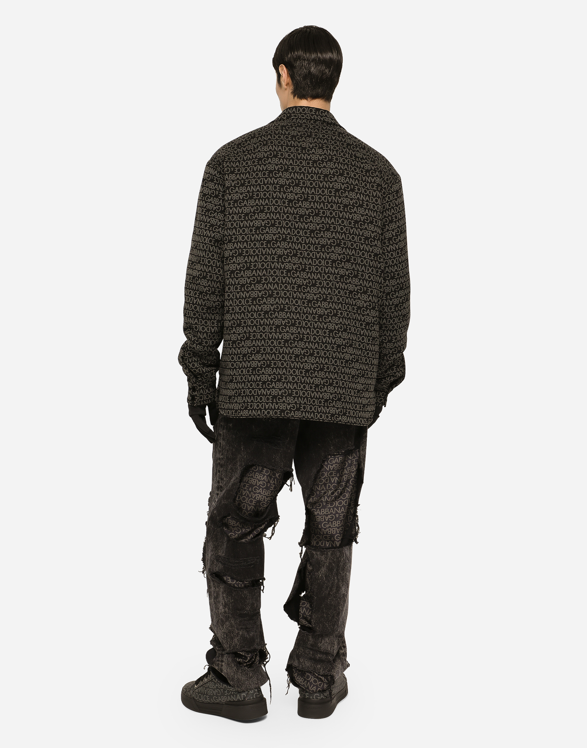 DOLCE & GABBANA LONG-SLEEVED OVERDYED JERSEY T-SHIRT