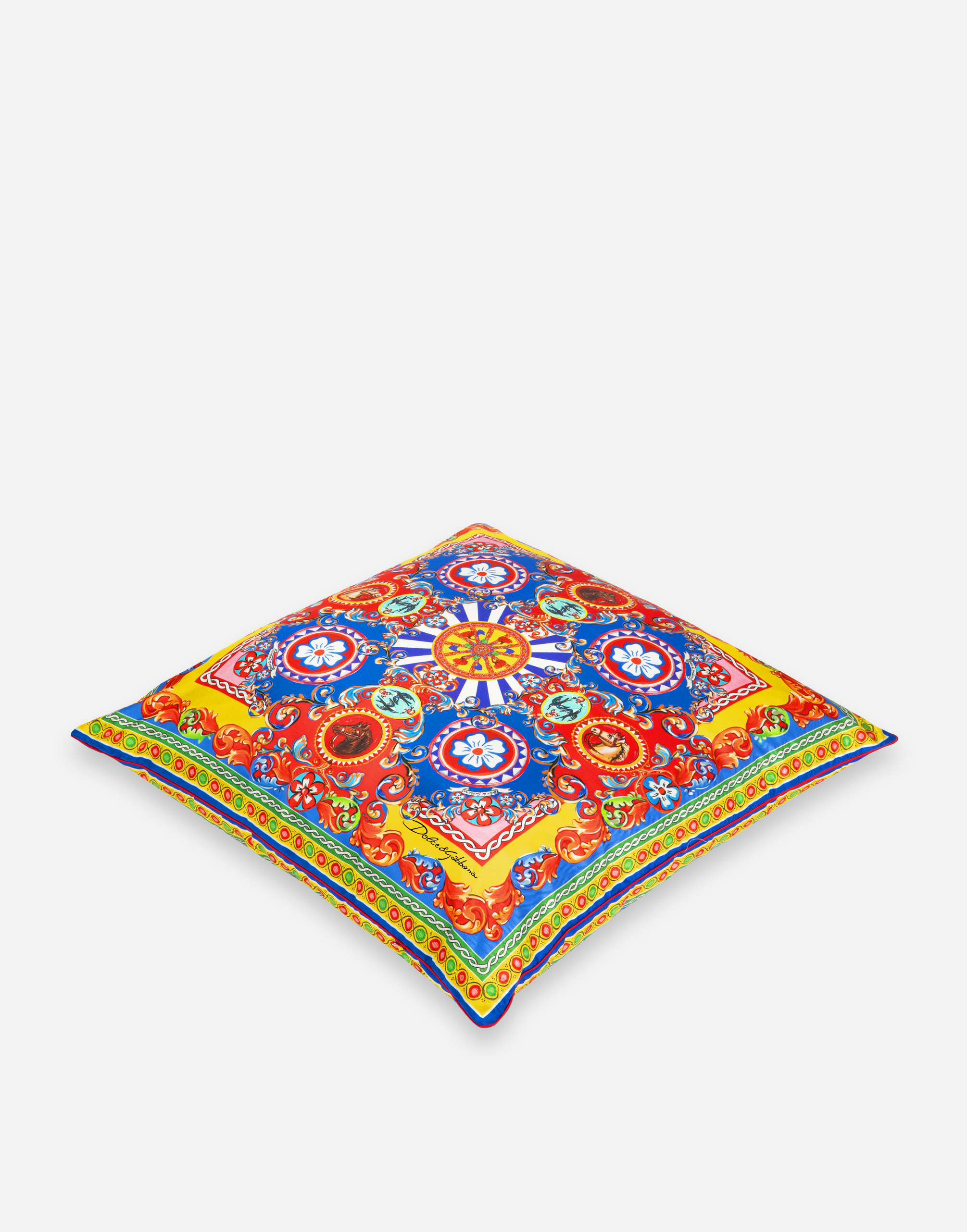 Dolce & Gabbana Silk Twill Cushion Large Multicolor Unisex Onesize In Multicolor