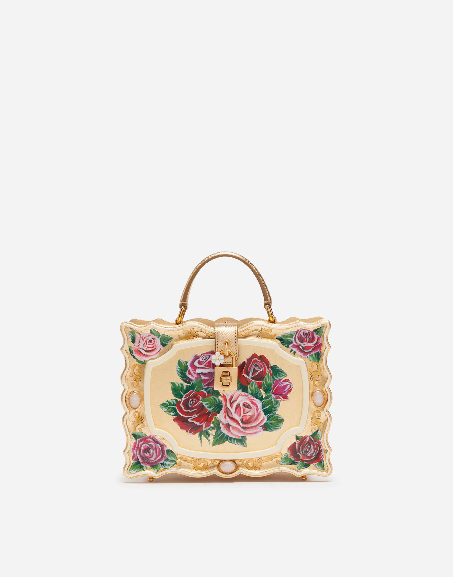 Dolce & Gabbana Dolce & Gabbana Dolce Box Bag In Golden Hand-painted Wood 女性