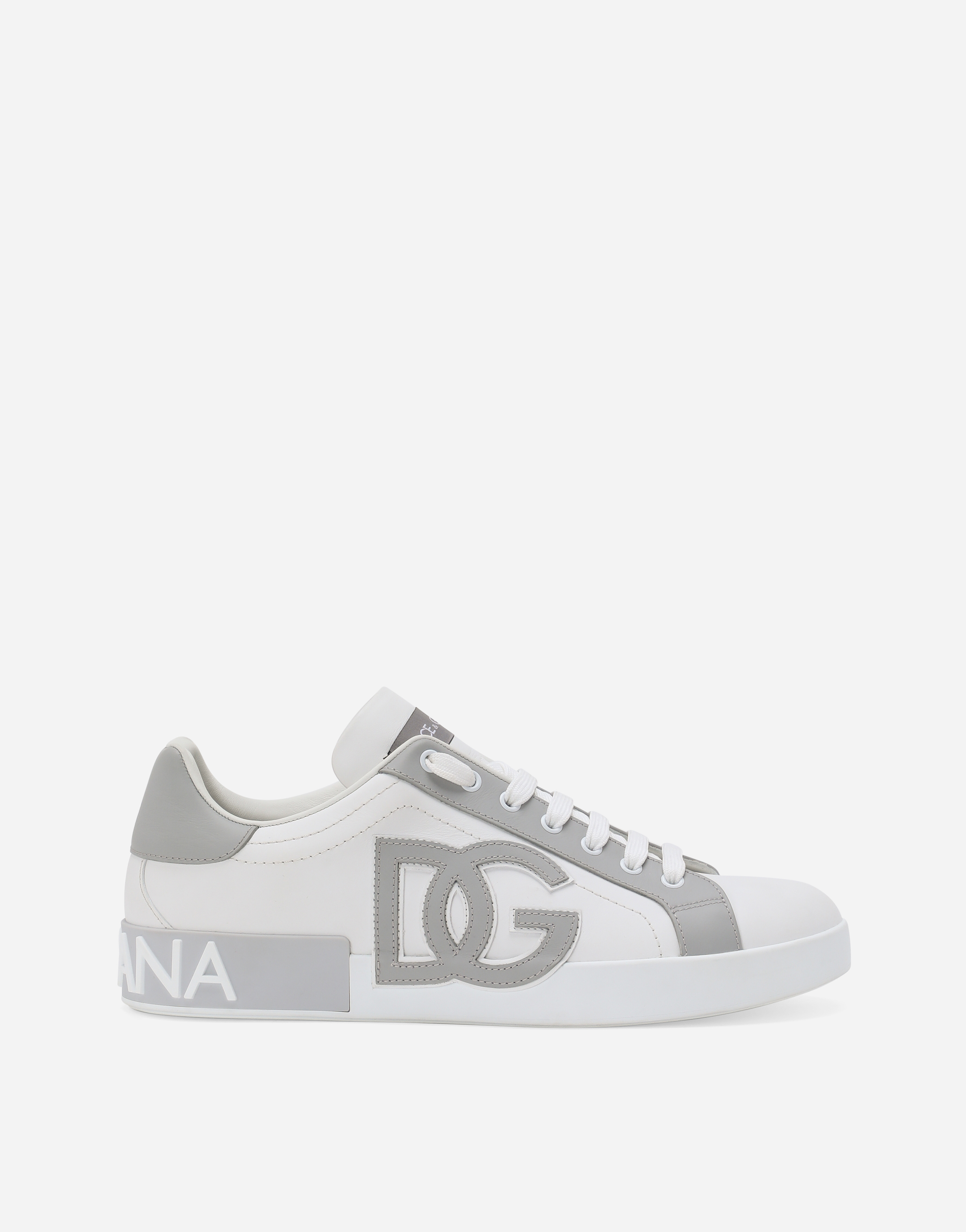 Dolce & Gabbana Male White Calfskin Portofino Sneakers - Man Sneakers Size 42.5