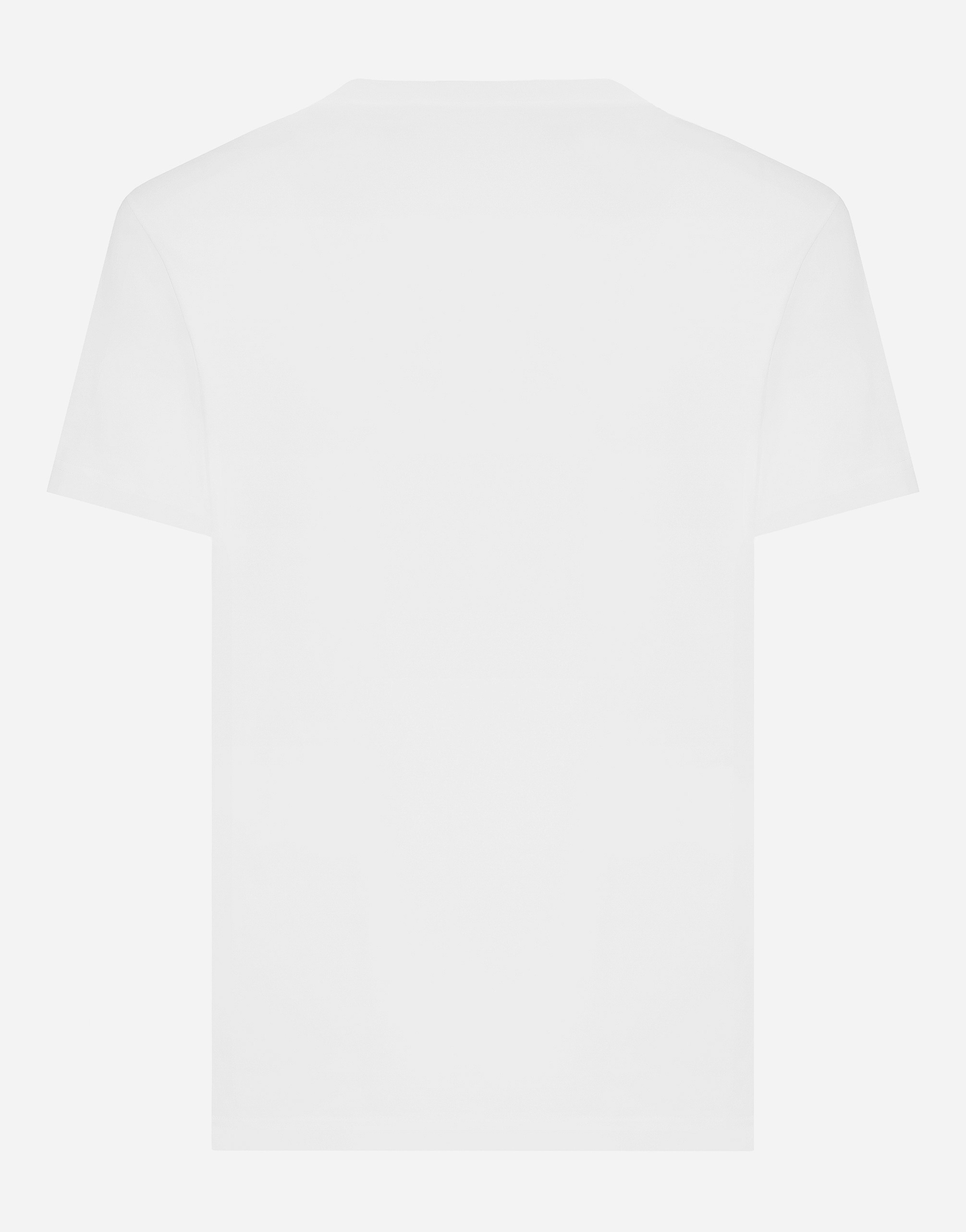  Dolce & Gabbana Camiseta De Algodón Con Cuello De Pico Y Placa Con Logotipo - Hombre Camisetas Y Polos Blanco Algod�n 50 