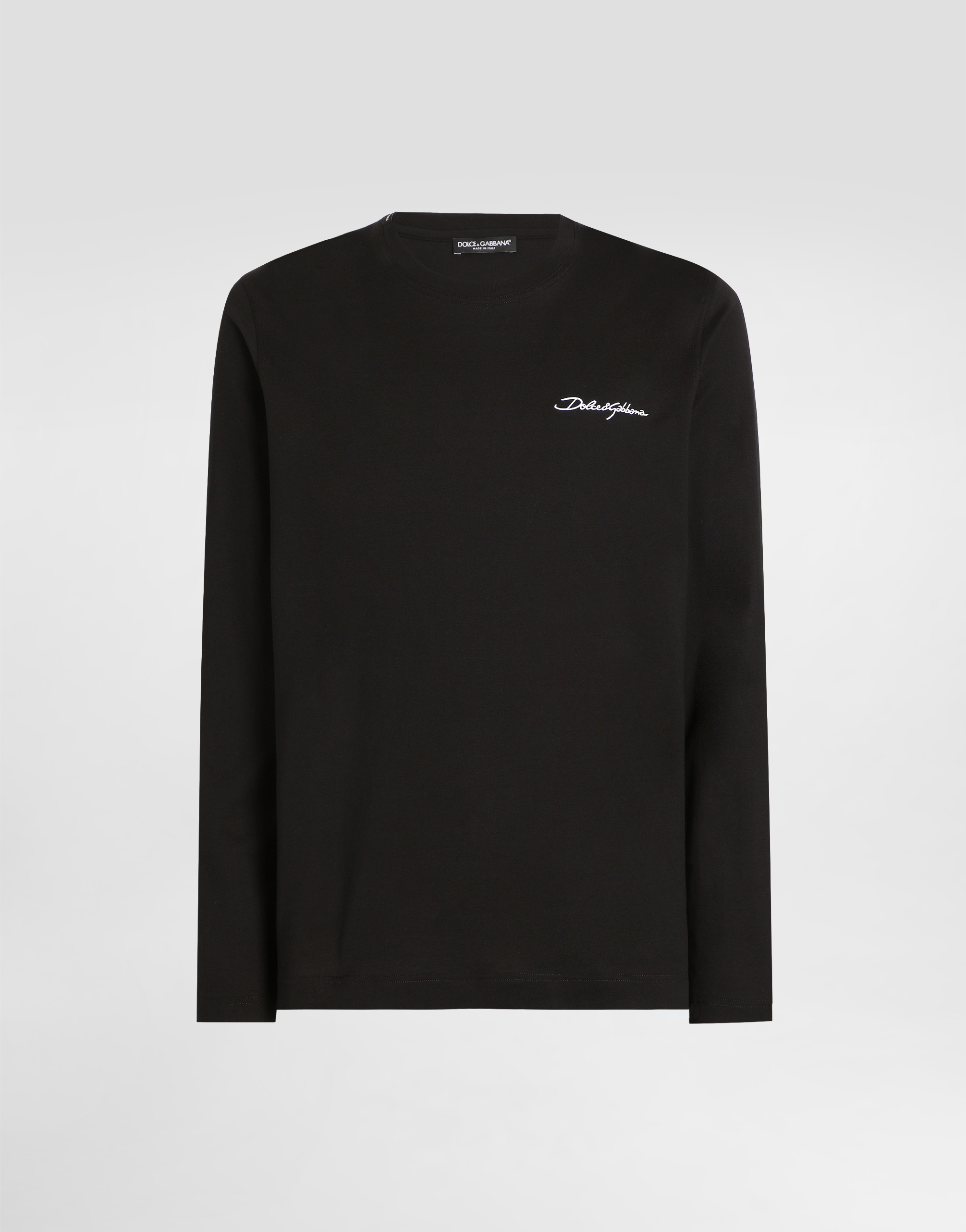 Dolce & Gabbana Cotton Crew Neck T-shirt With Long Sleeves