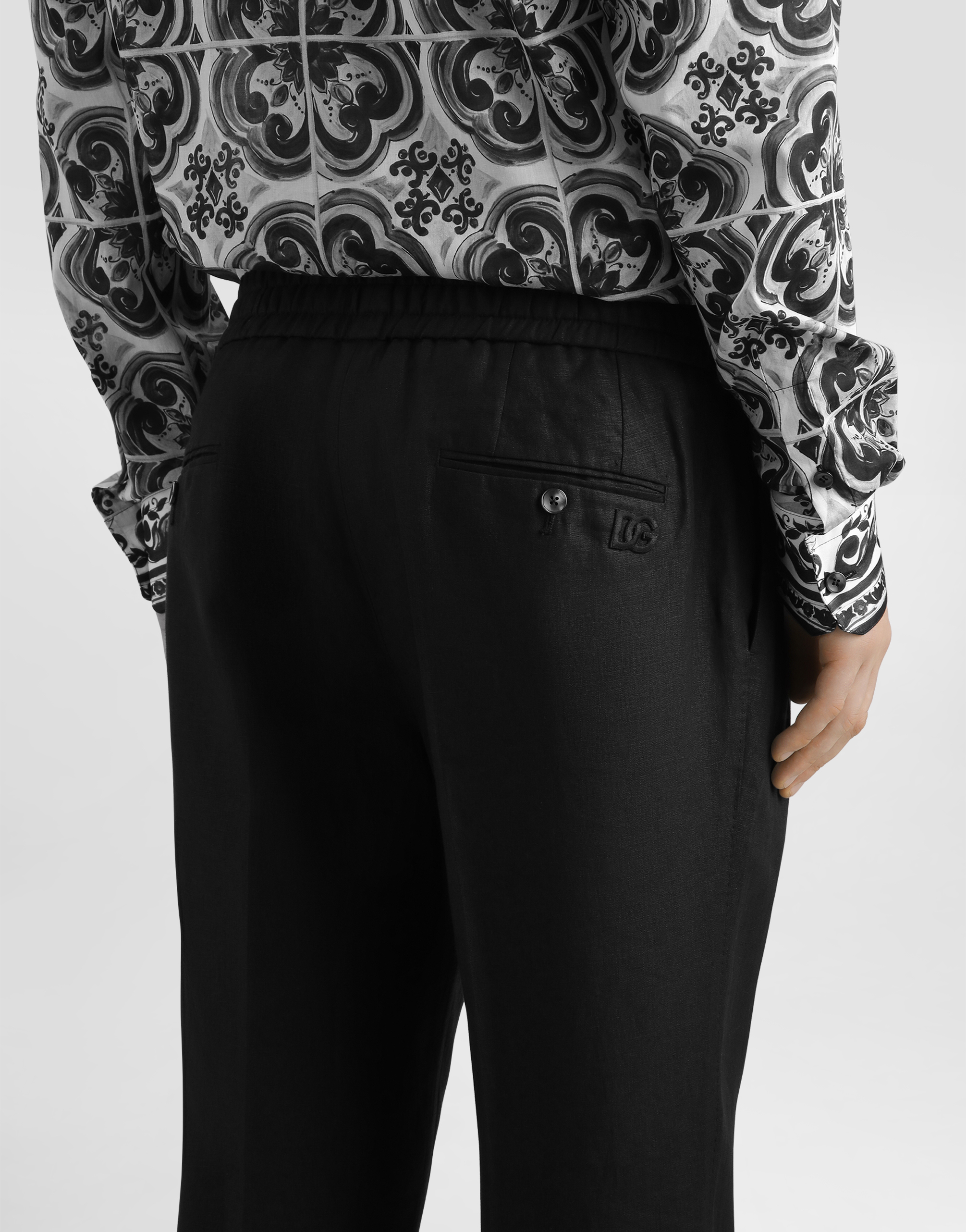 Dolce & Gabbana Drawstring Elastic Waist Casual Pants In Black