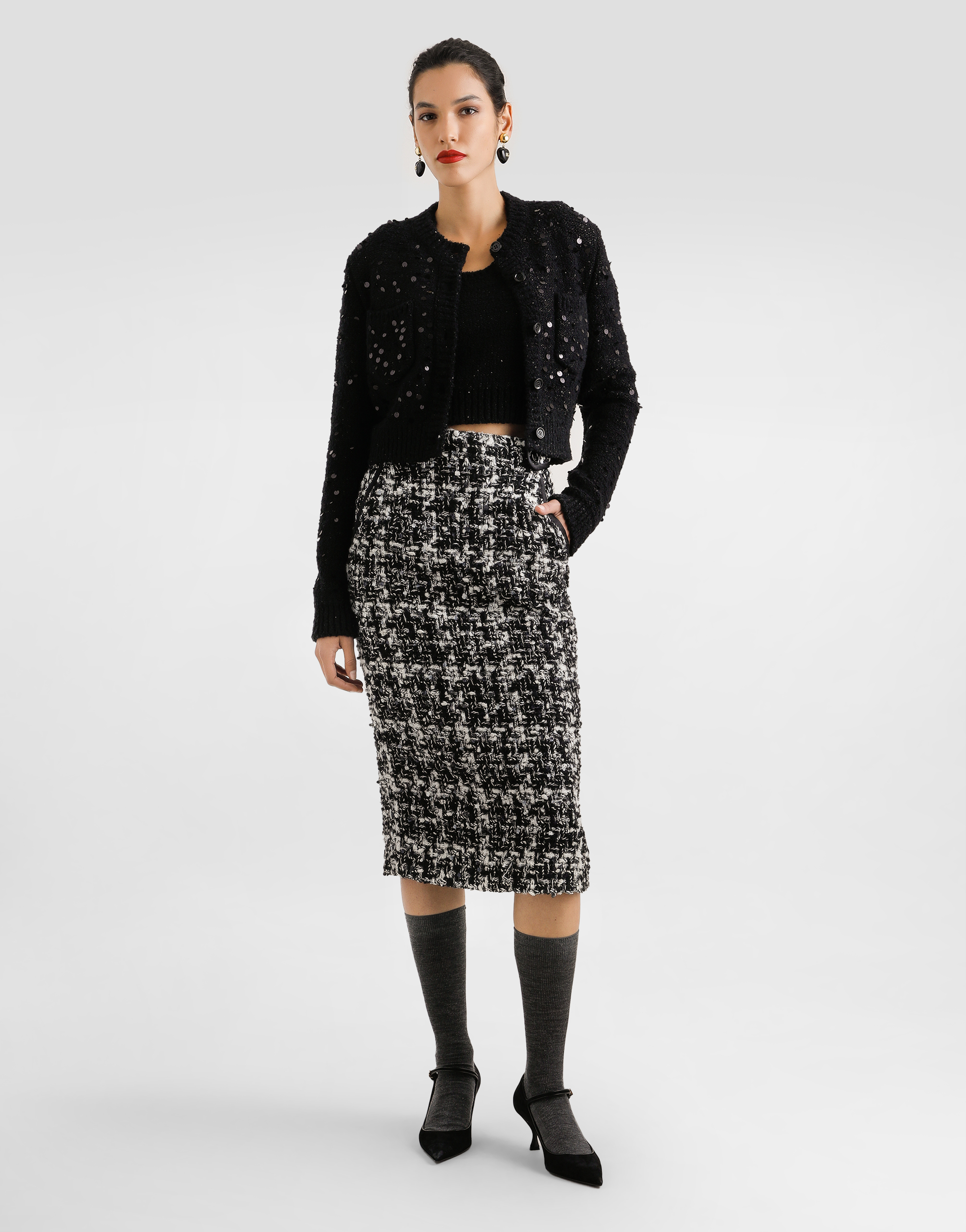 Dolce & Gabbana Wool Blend Cardigan In Black