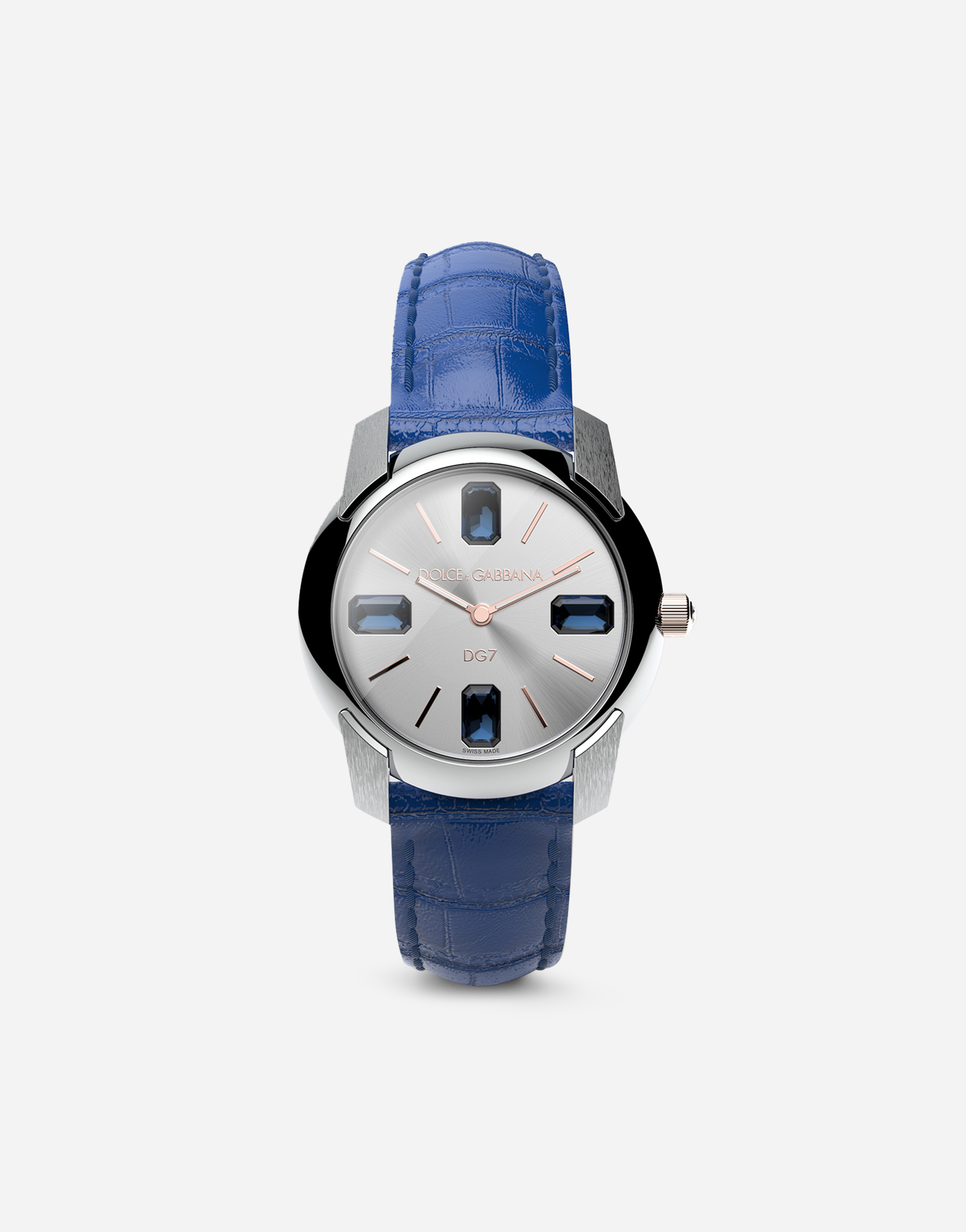 Dolce & Gabbana Watch With Alligator Strap In Navy Blue
