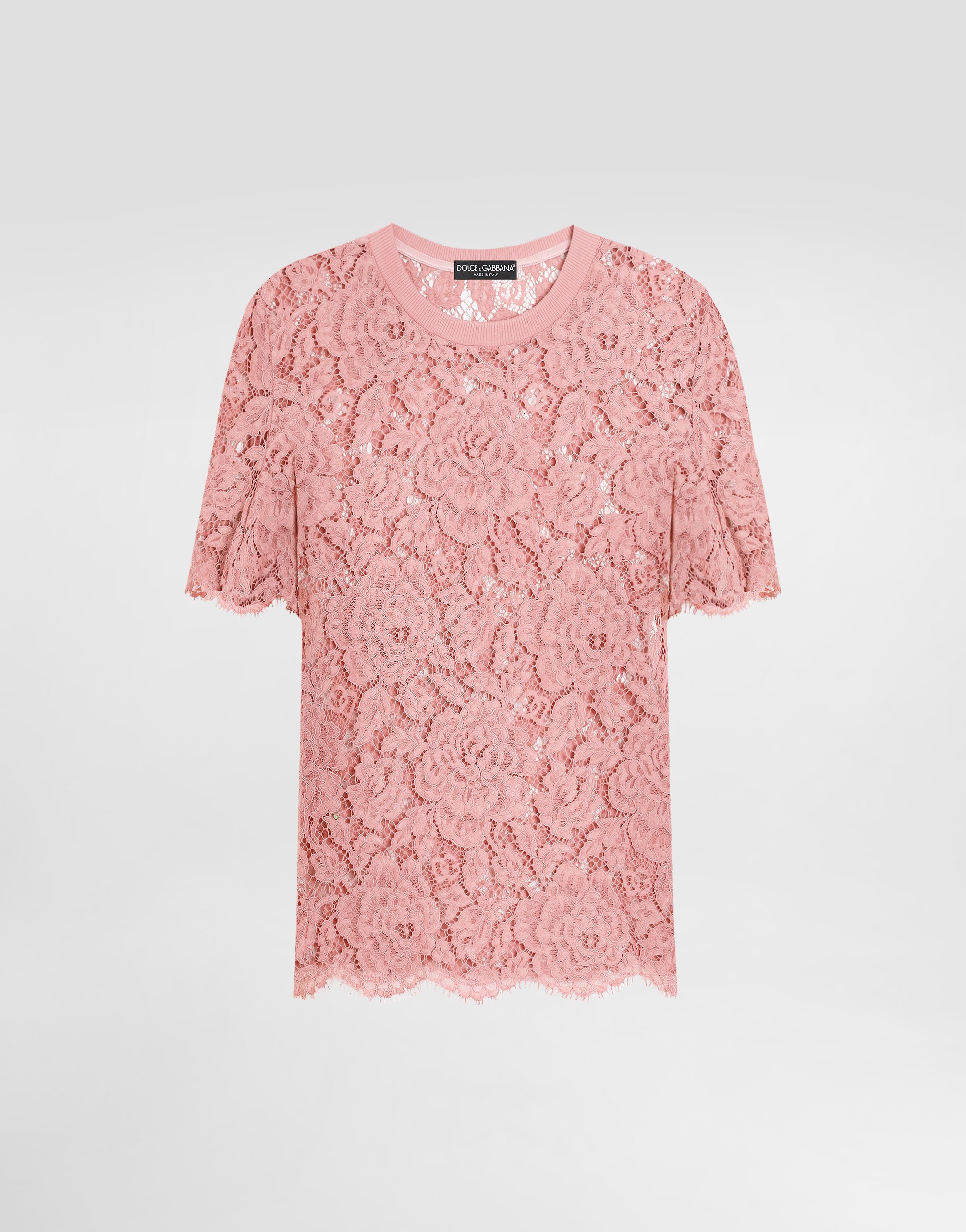 Dolce & Gabbana Dolce&gabbana Pink Lace T Shirt In Pink