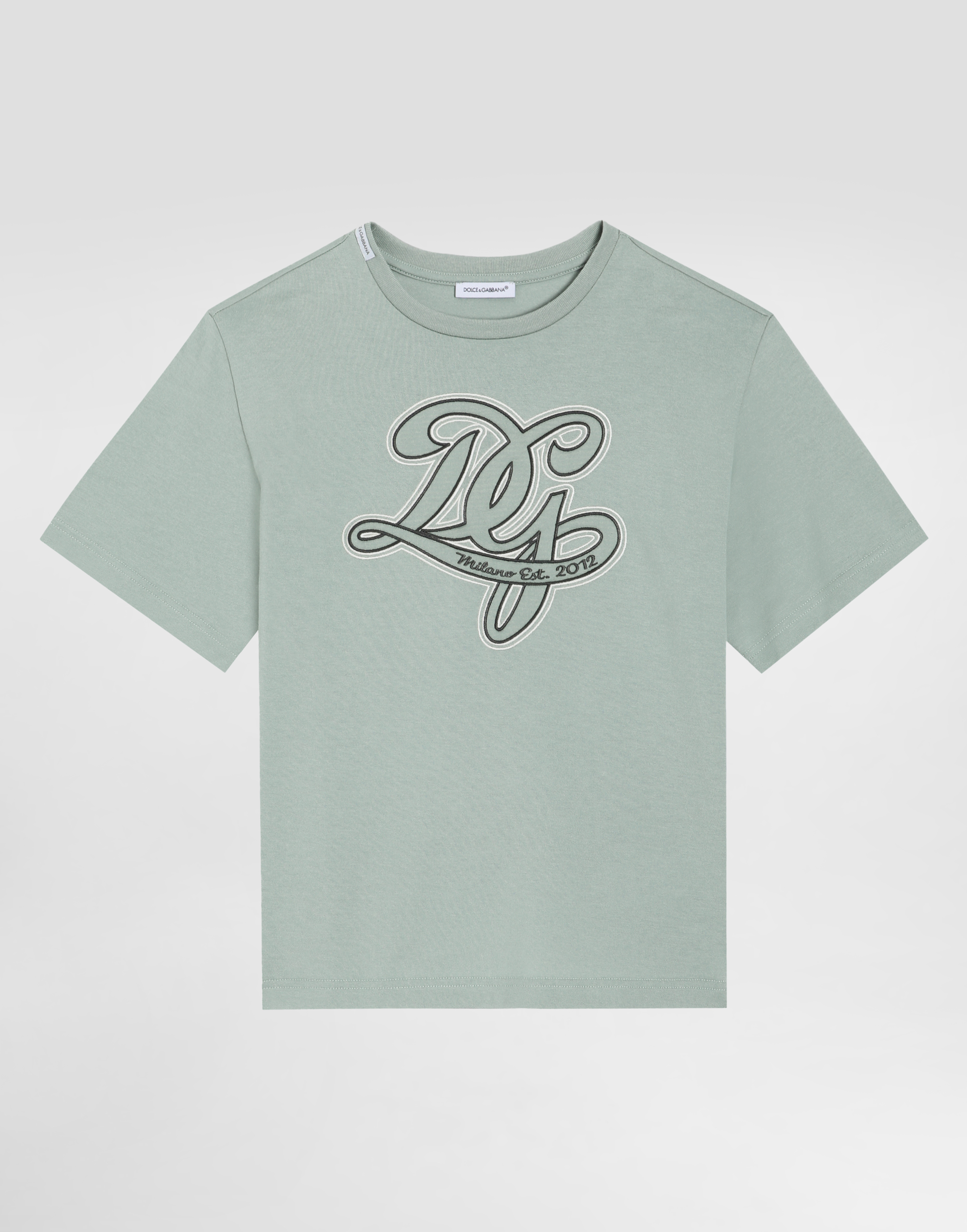 Greenのボーイズ Jersey t-shirt with DG embroidery | Dolce&Gabbana®