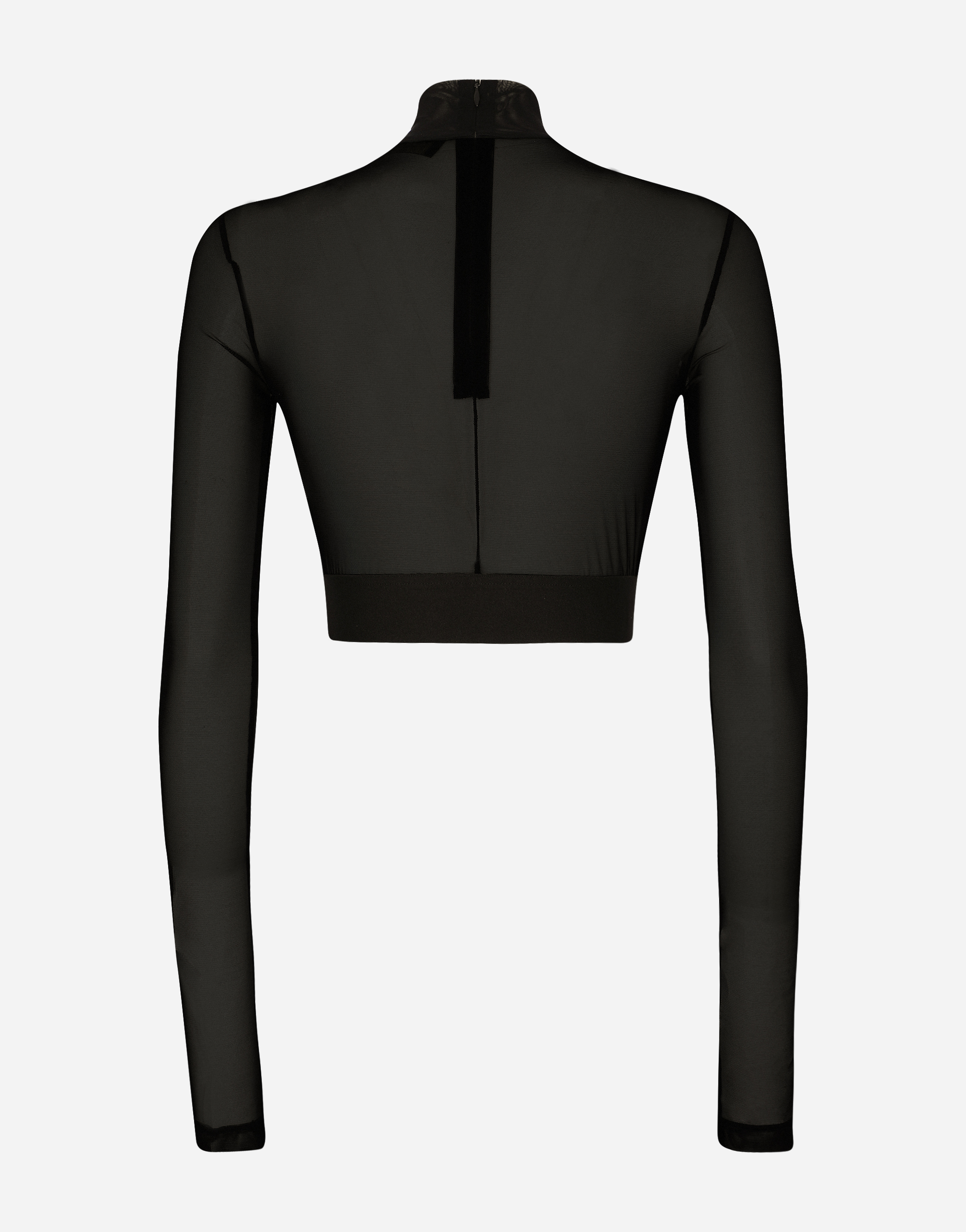 Dolce & Gabbana Tulle Turtle-neck Top In Black