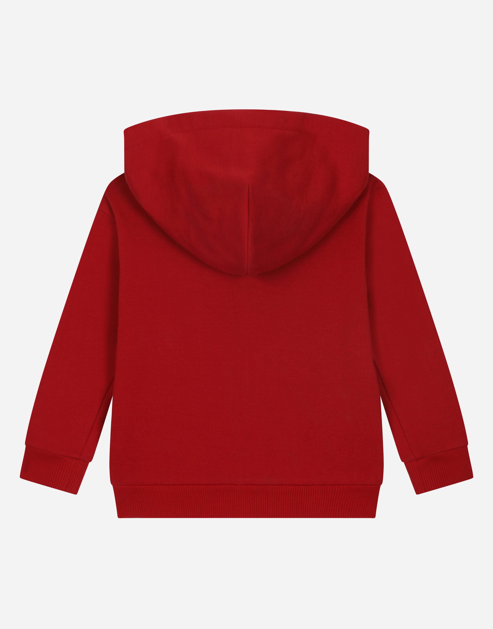 Shop Dolce & Gabbana Jersey Hoodie With Dg Logo Band In Red