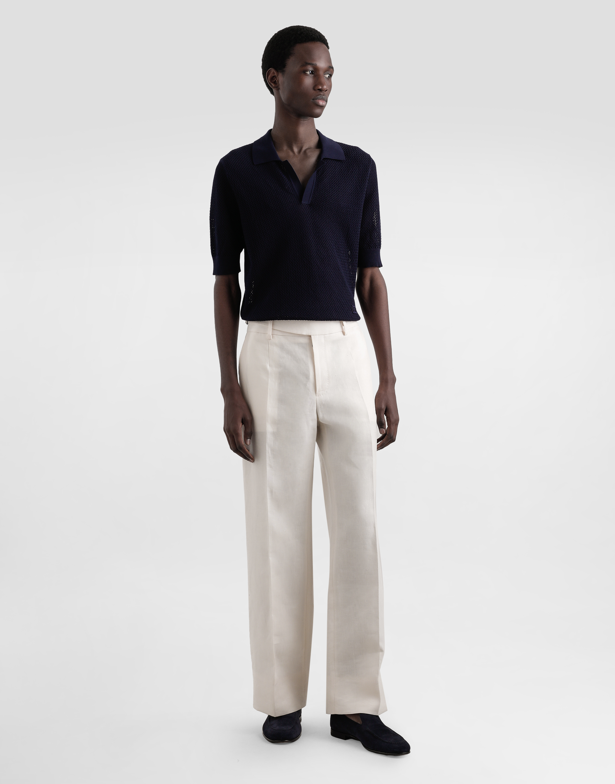  Dolce & Gabbana Dolce & Gabbana Micro-pattern Cotton Polo Shirt - Man Sweaters And Cardigans Blue 52 
