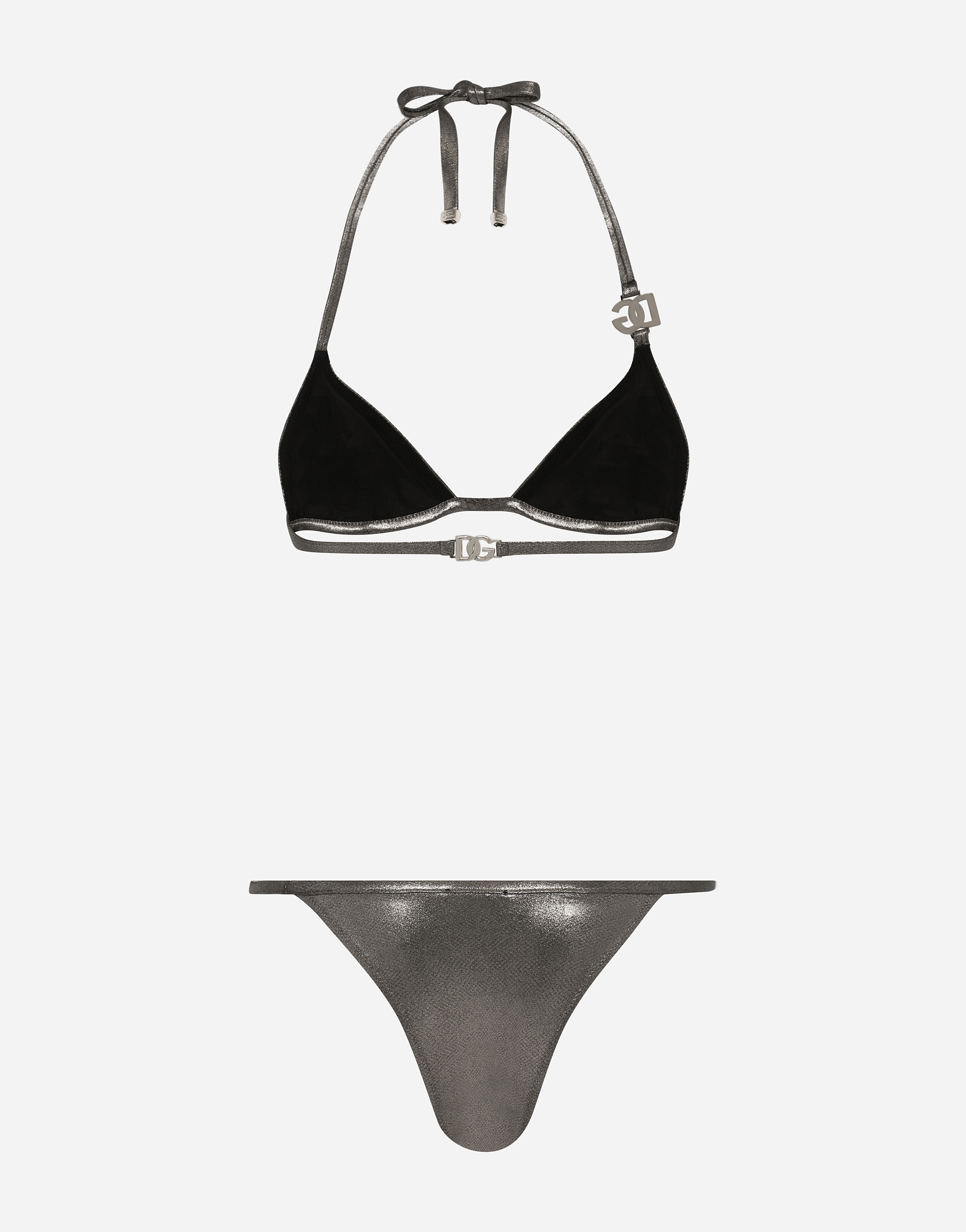 DOLCE & GABBANA KIM DOLCE&GABBANA FOILED TRIANGLE BIKINI WITH THE METAL DG LOGO