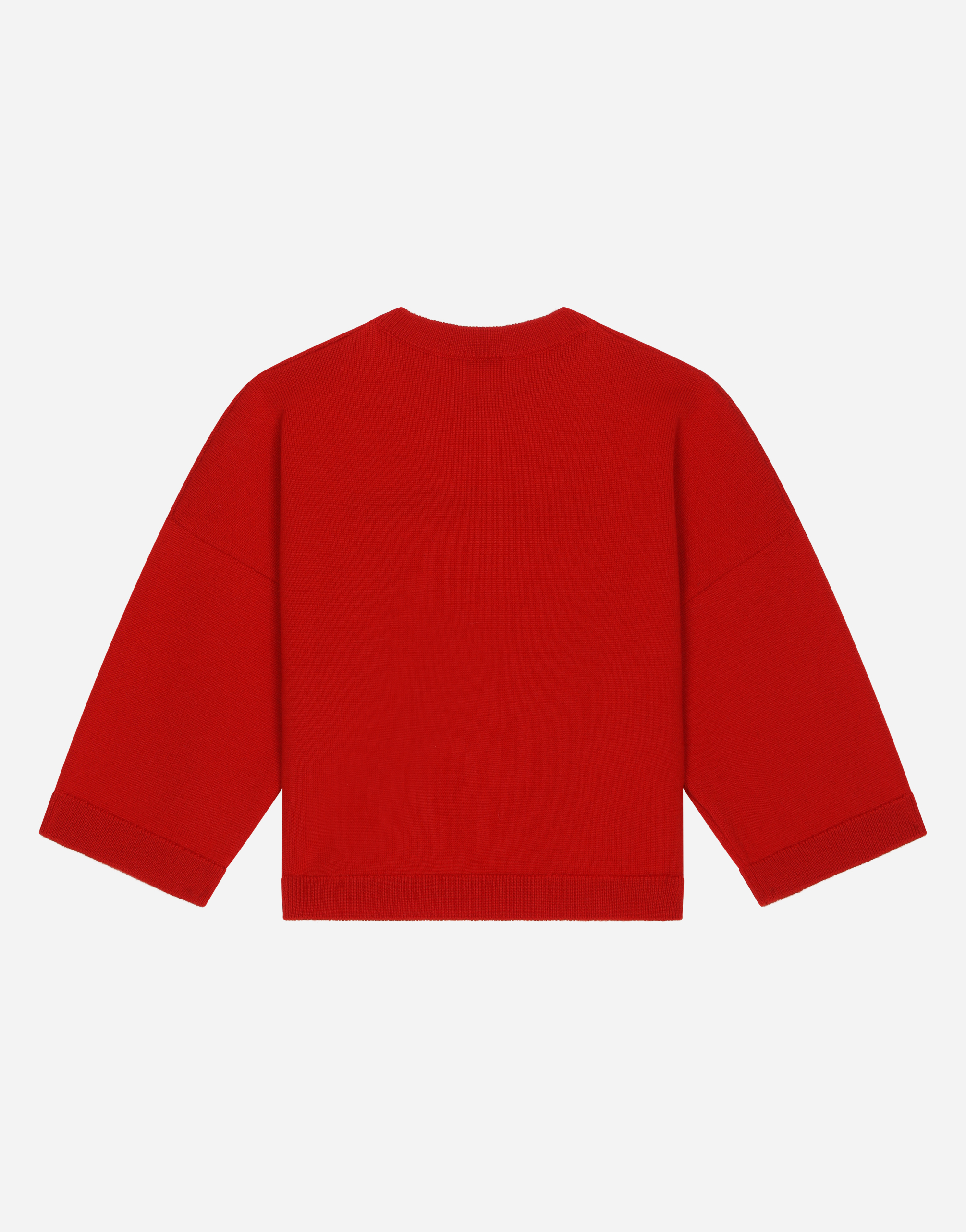 Dolce & Gabbana Round-neck Pullover With Logo Embroidery In Red