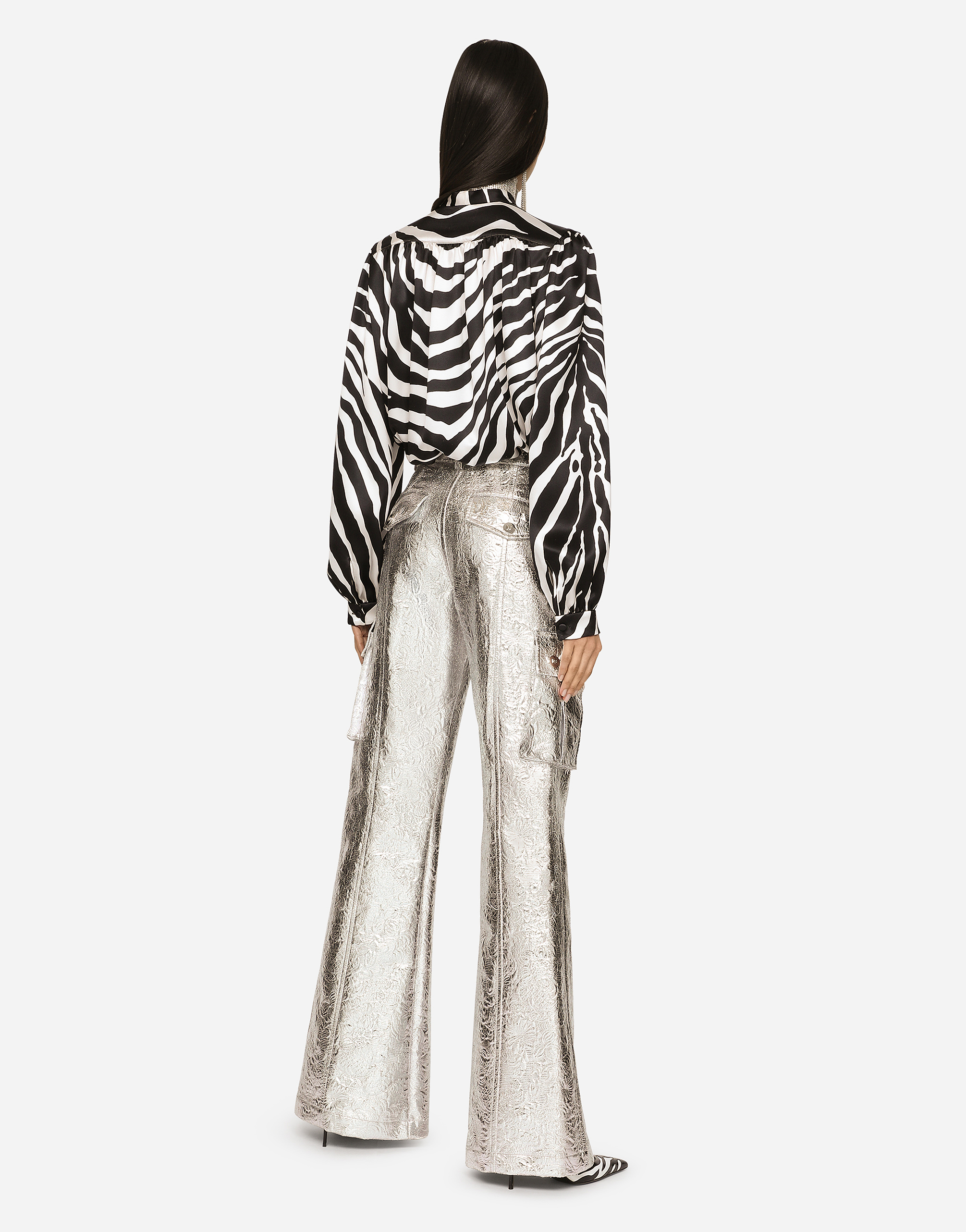Dolce & Gabbana Slim Fit Zebra Printed Silk Crepe Shirt In Multicolor