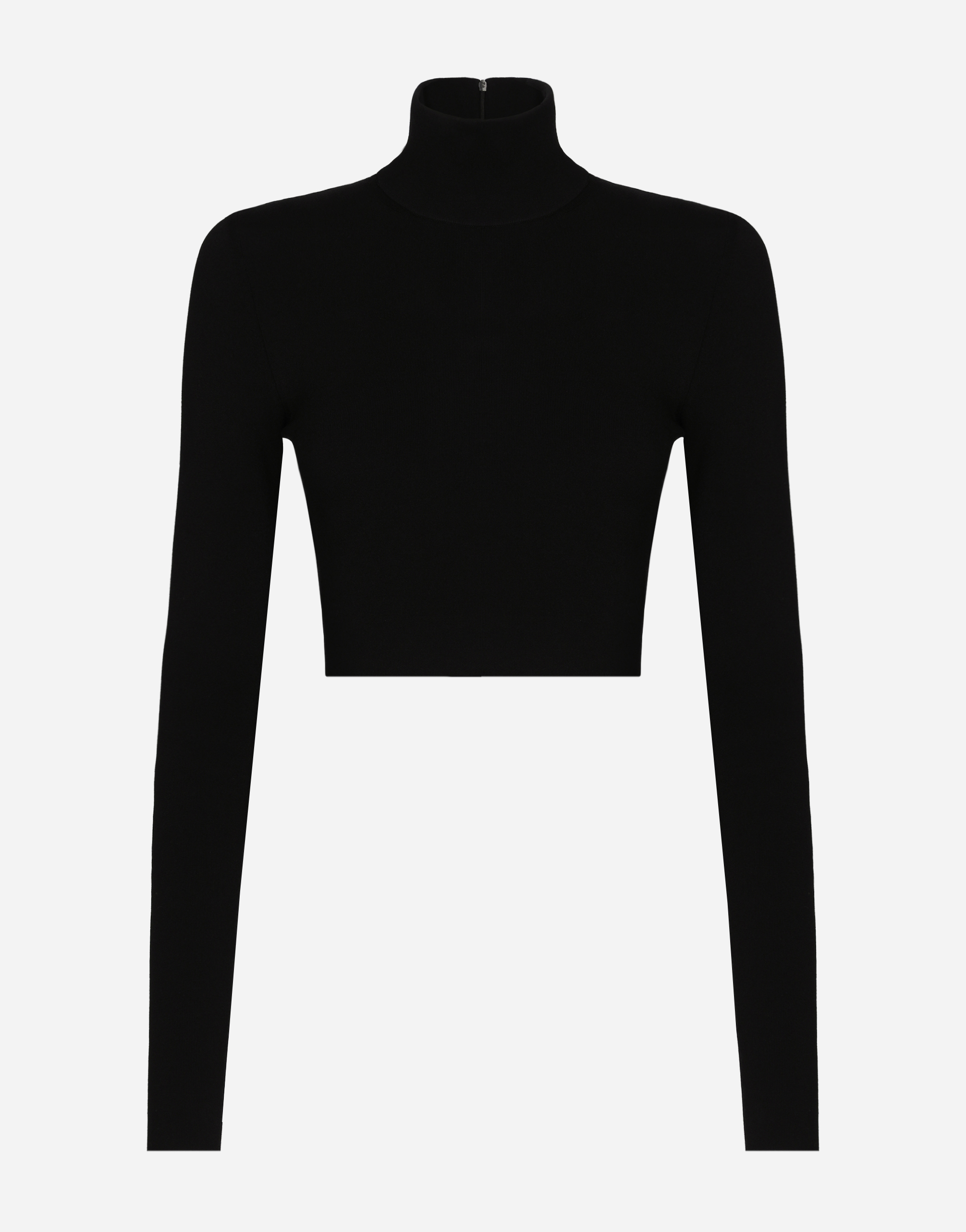 Dolce & Gabbana Cropped Turtle-neck Top - Woman Sweaters And Cardigans Black Viscose