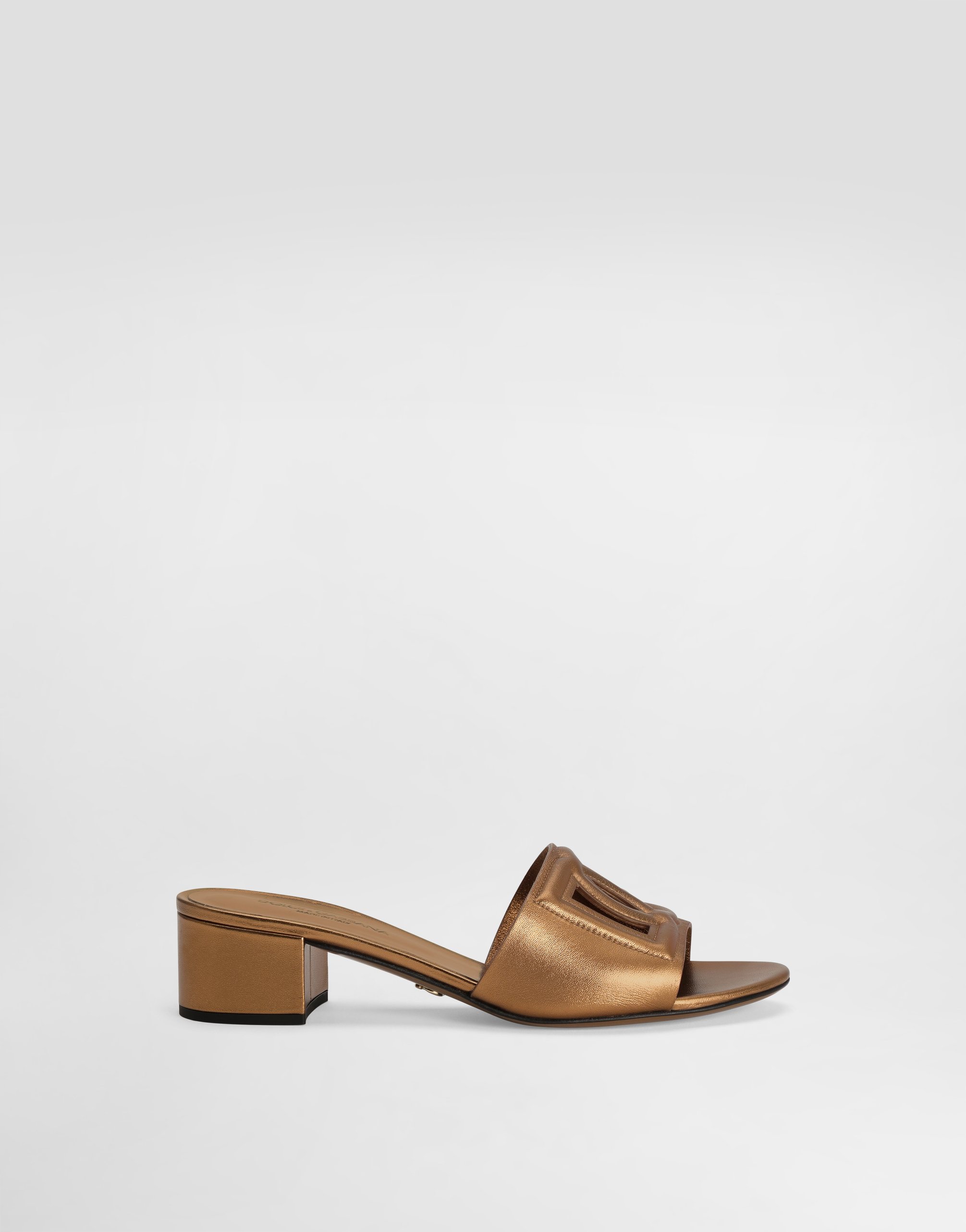 Dolce & Gabbana Mordoré Nappa Leather Mule In Gold