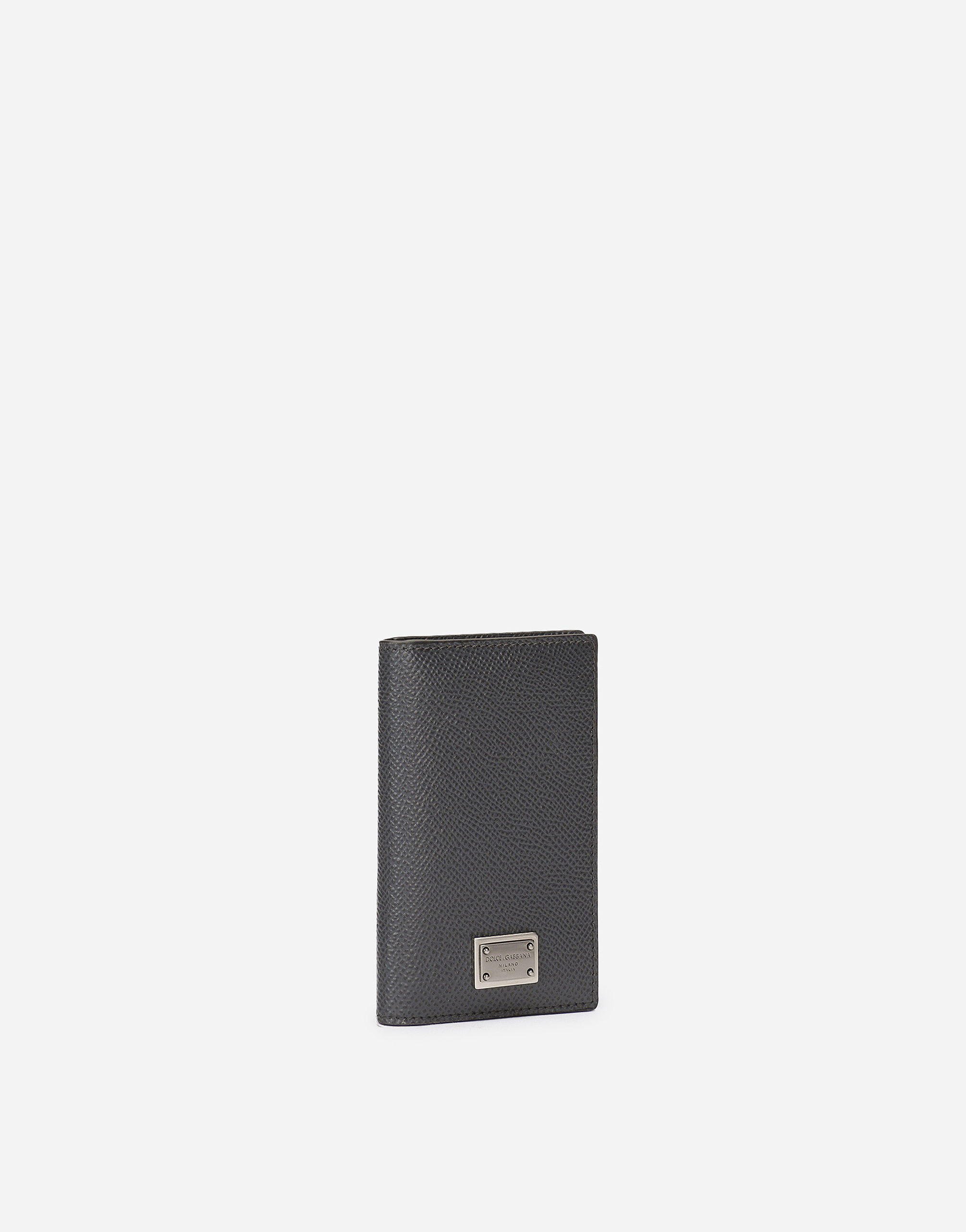 Dolce & Gabbana Dauphine-print Calfskin Bifold Card Holder In Grey