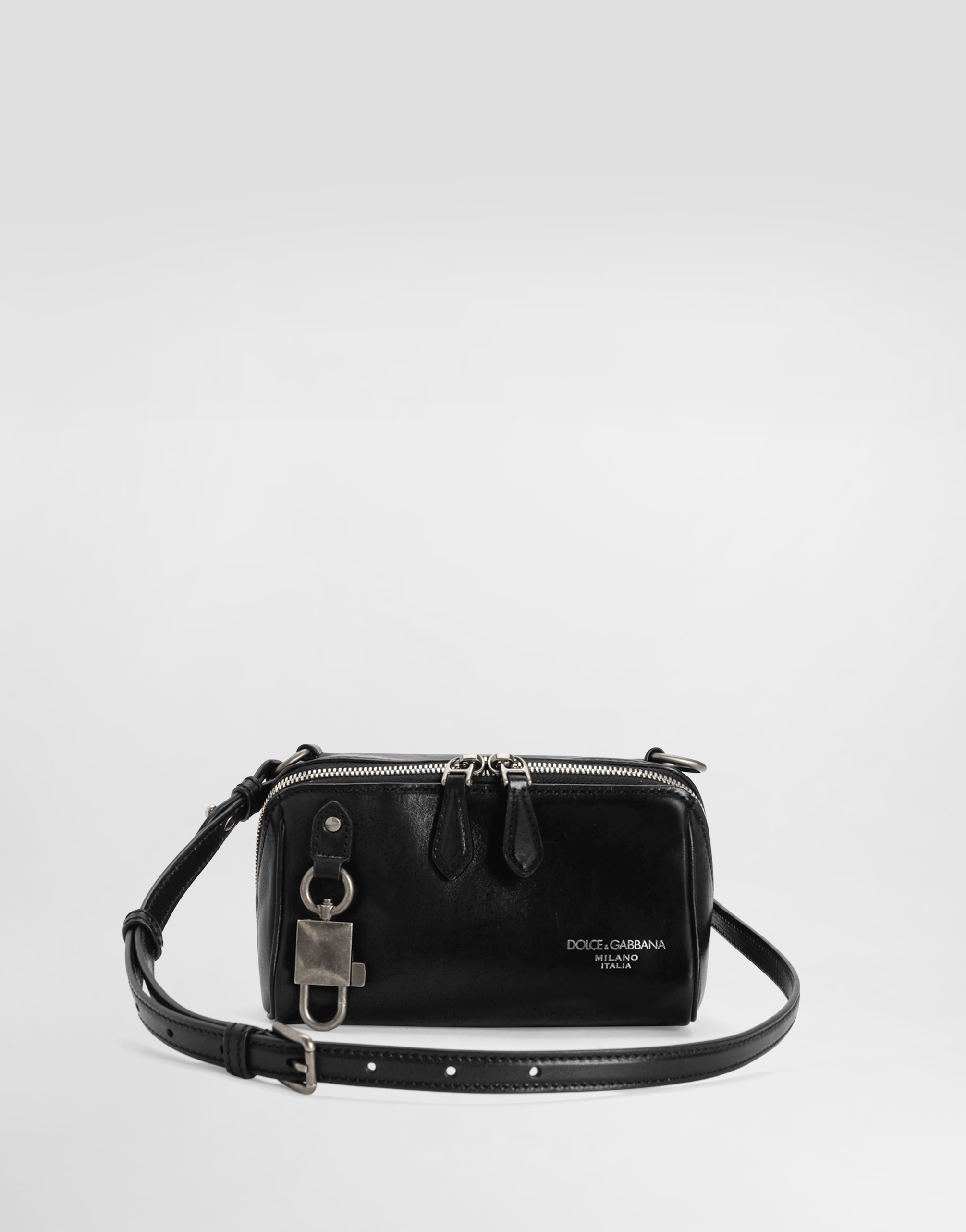 Lock tempesta calfskin crossbody bag in Black for Men | Dolce&Gabbana®
