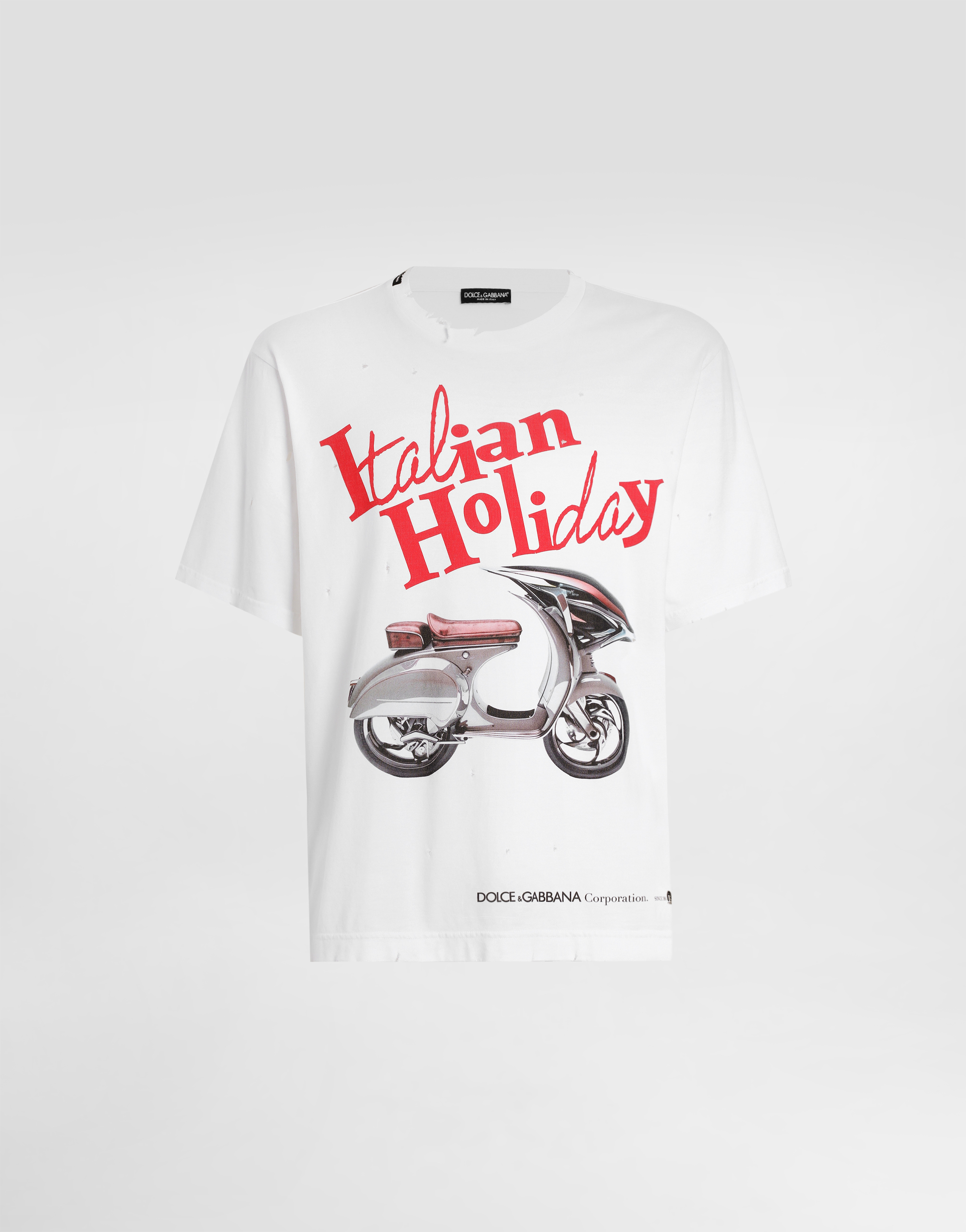 Dolce & Gabbana Cotton T-shirt With Vespa Print In White