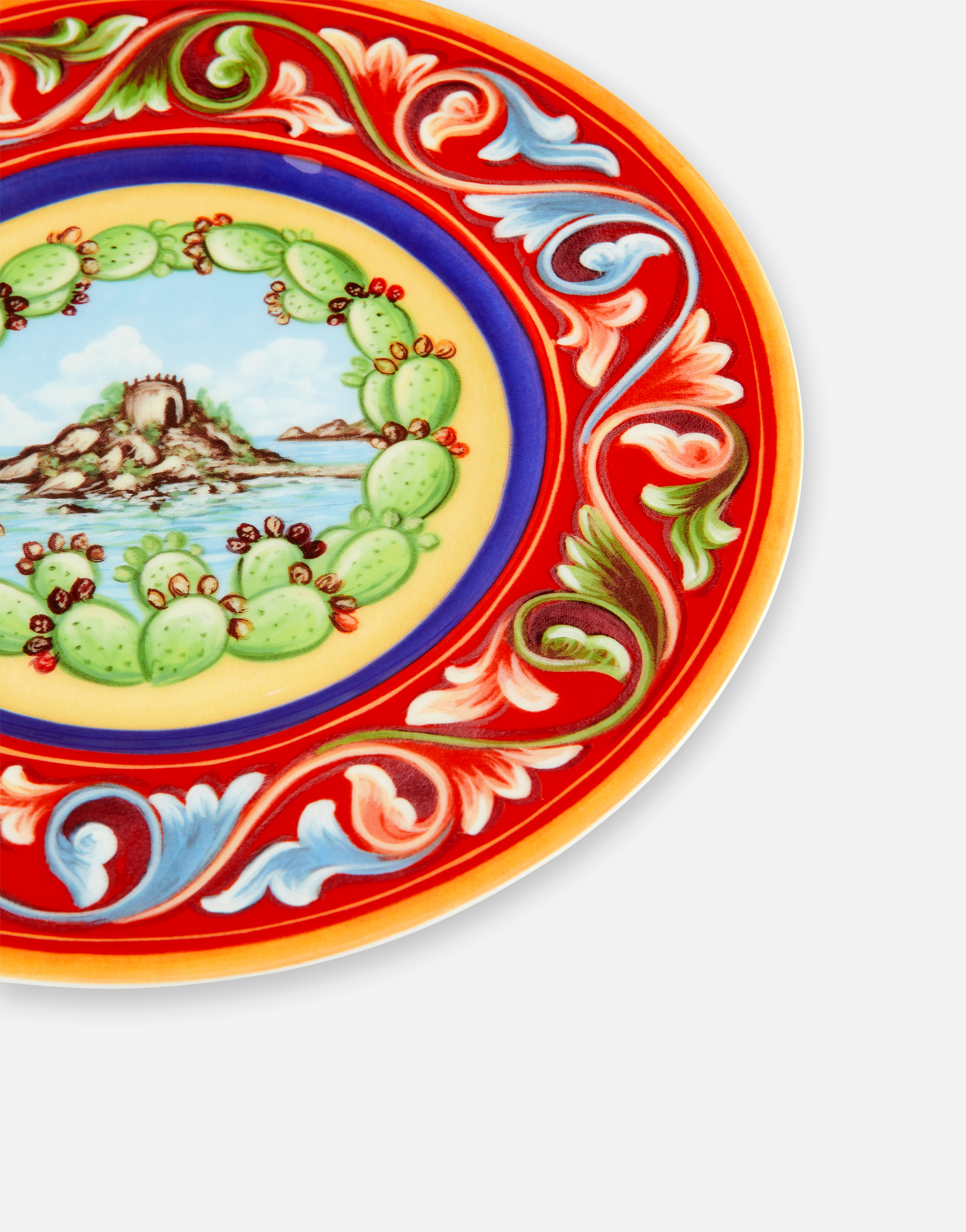Dolce & Gabbana Set 2 Dessert Plates In Fine Porcelain In Multicolor