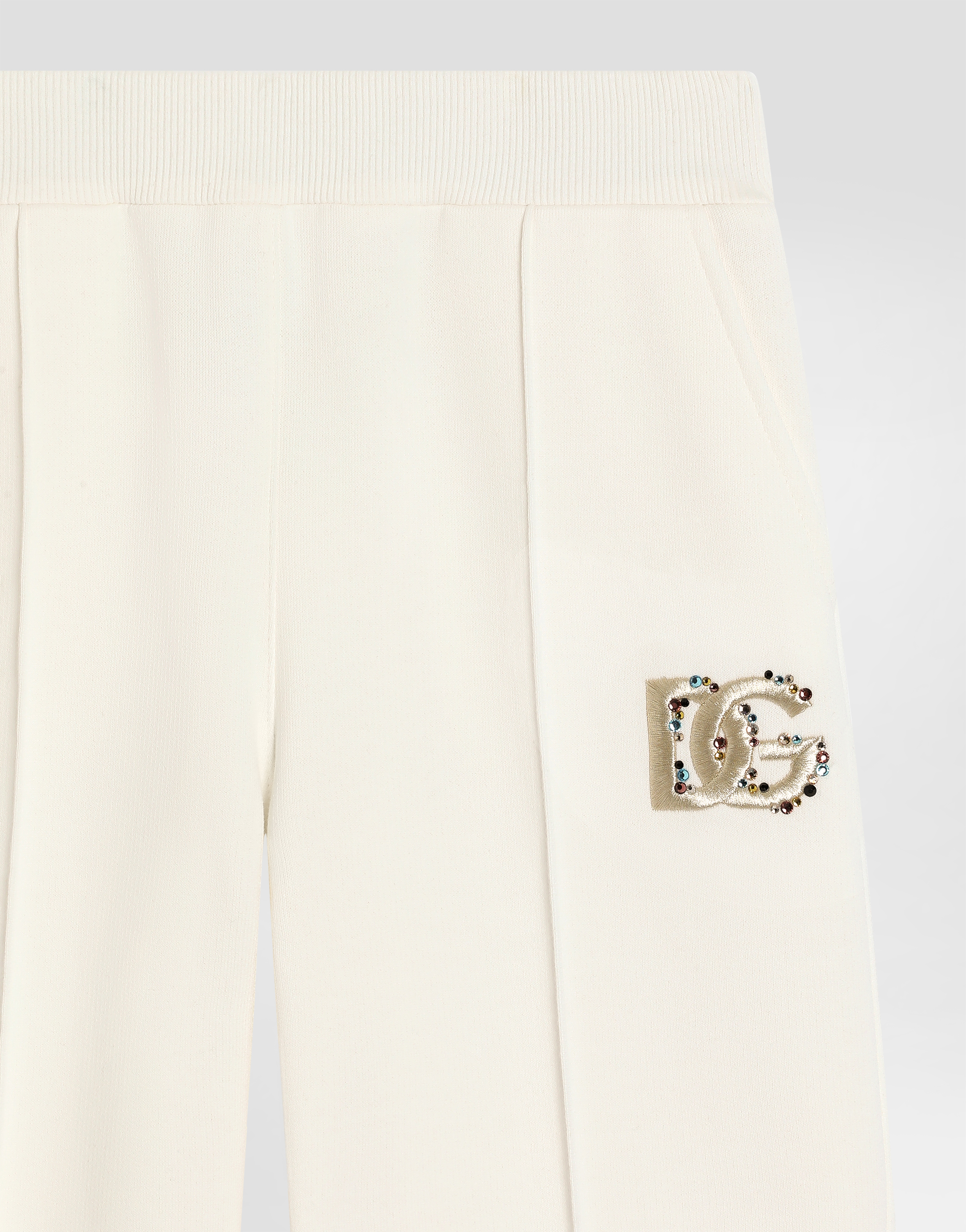  Dolce & Gabbana Fleece Trousers With Dg Embroidery And Rhinestones - Frau Hosen Und Röcke Wei� 10 Years 