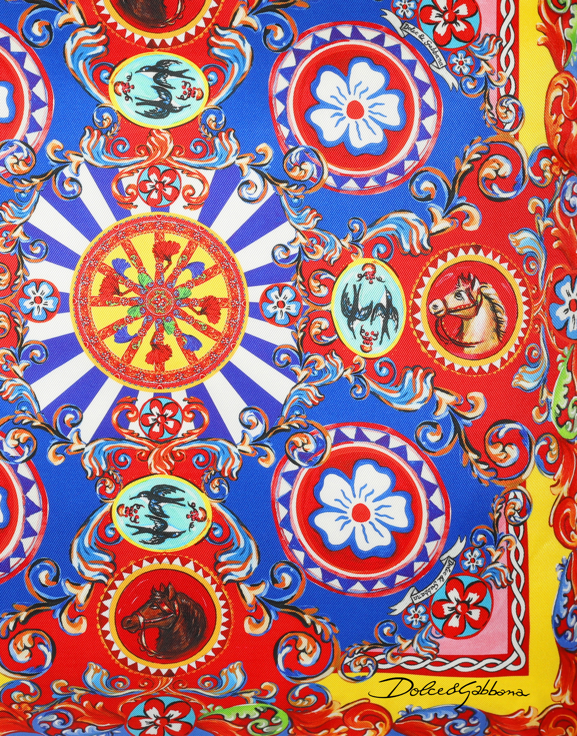 Dolce & Gabbana Silk Twill Cushion Large Multicolor Unisex Onesize In Multicolor