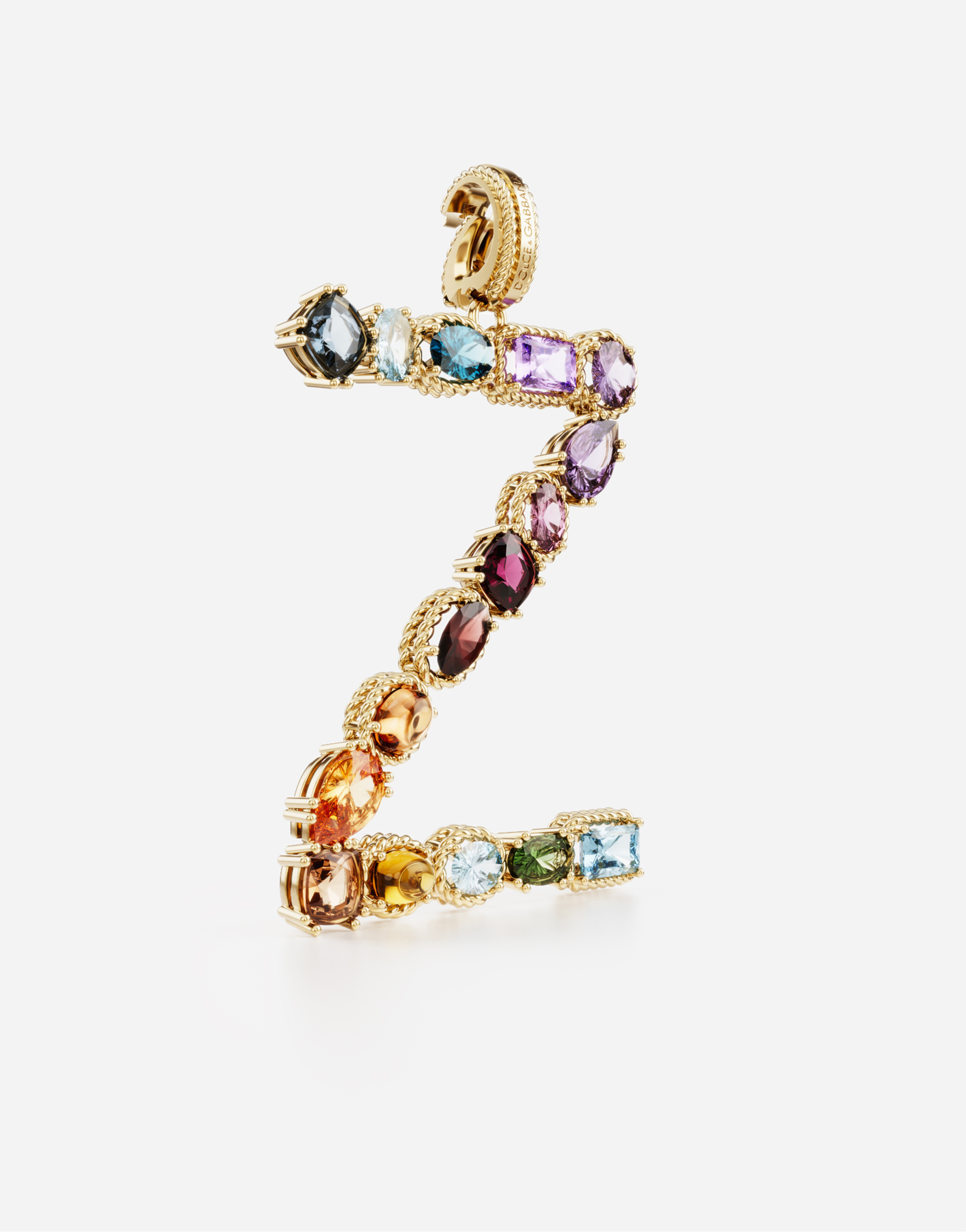 Dolce & Gabbana Rainbow Alphabet Z 18 Kt Yellow Gold Charm With Multicolor Fine Gems Gold Female Onesize In Gold